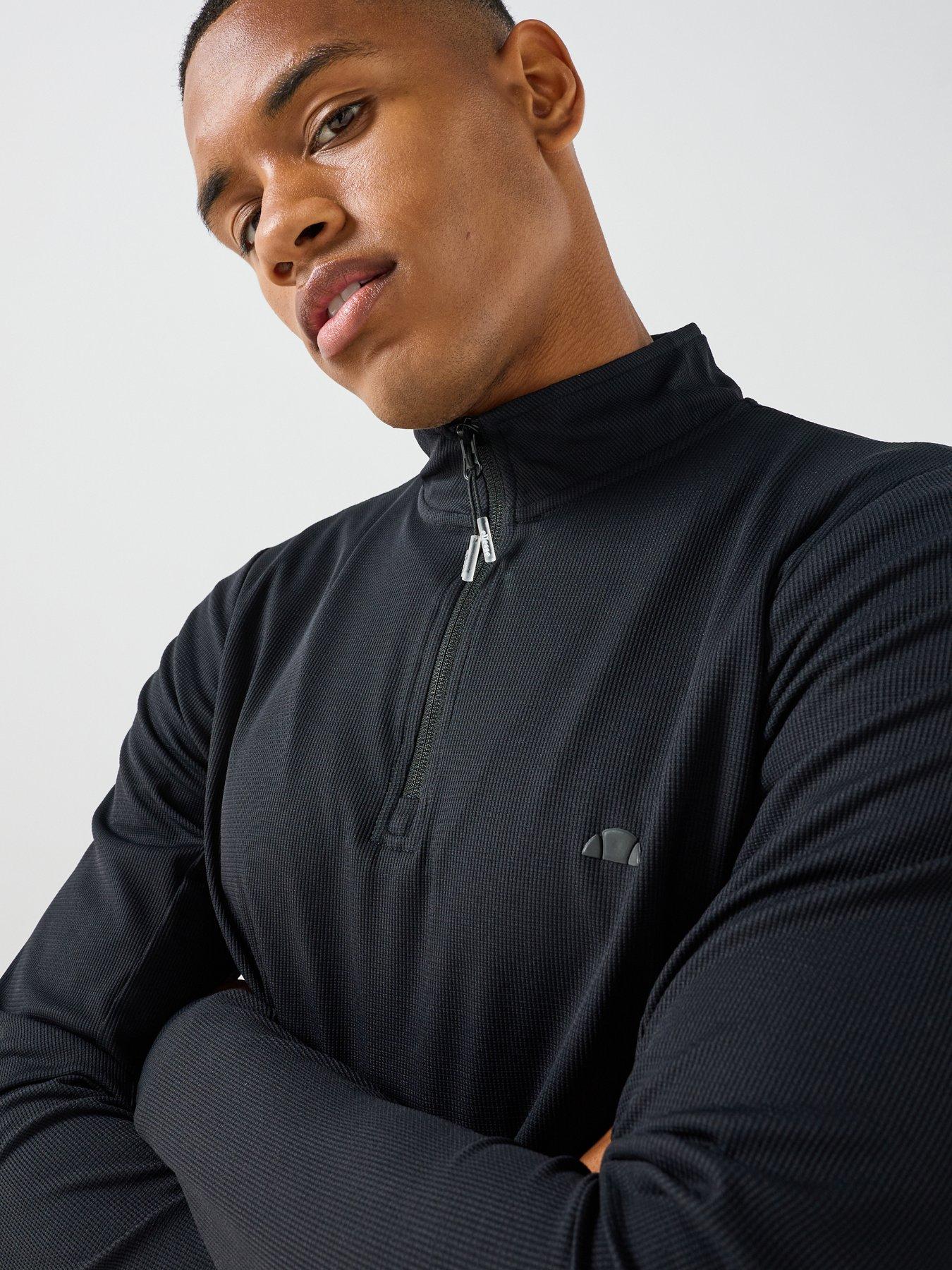 Image 4 of 5 of Ellesse Men's Edmond 1/4 Zip Textured Sports Top - Black