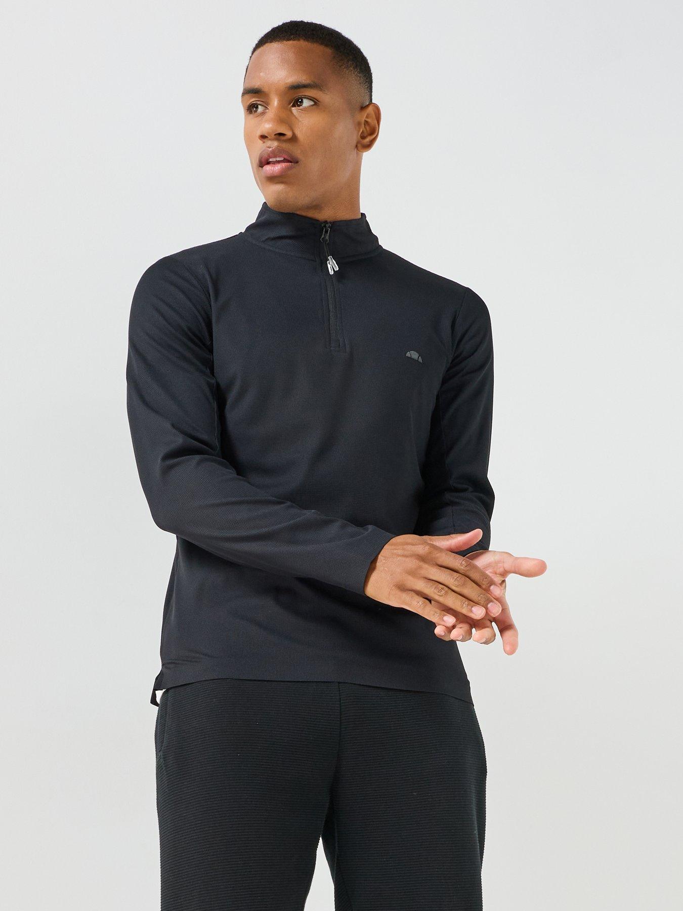 Image 5 of 5 of Ellesse Men's Edmond 1/4 Zip Textured Sports Top - Black