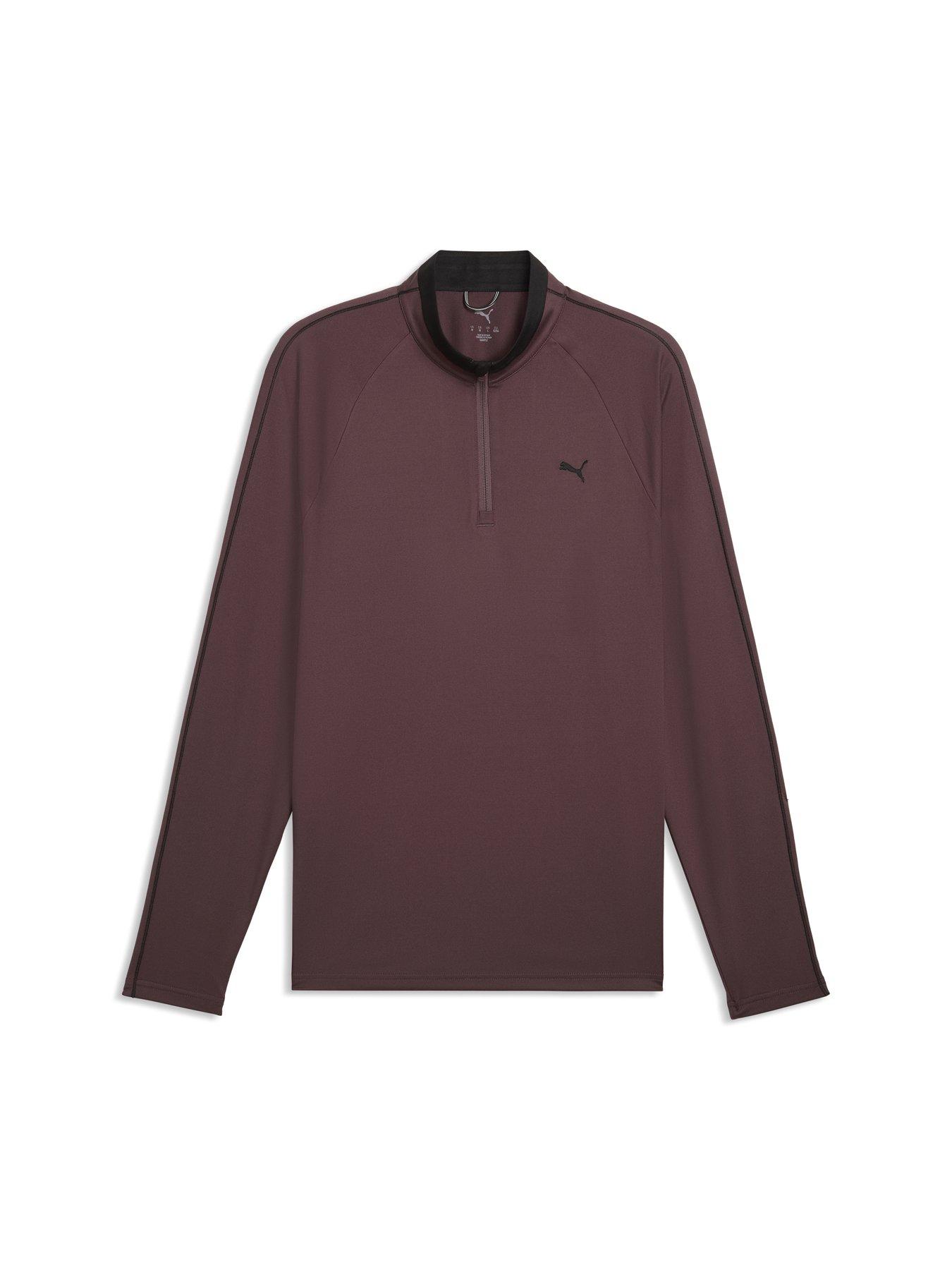 Puma Men's PURE 3.0 Quarter Zip Golf Sweater - Brown/Black