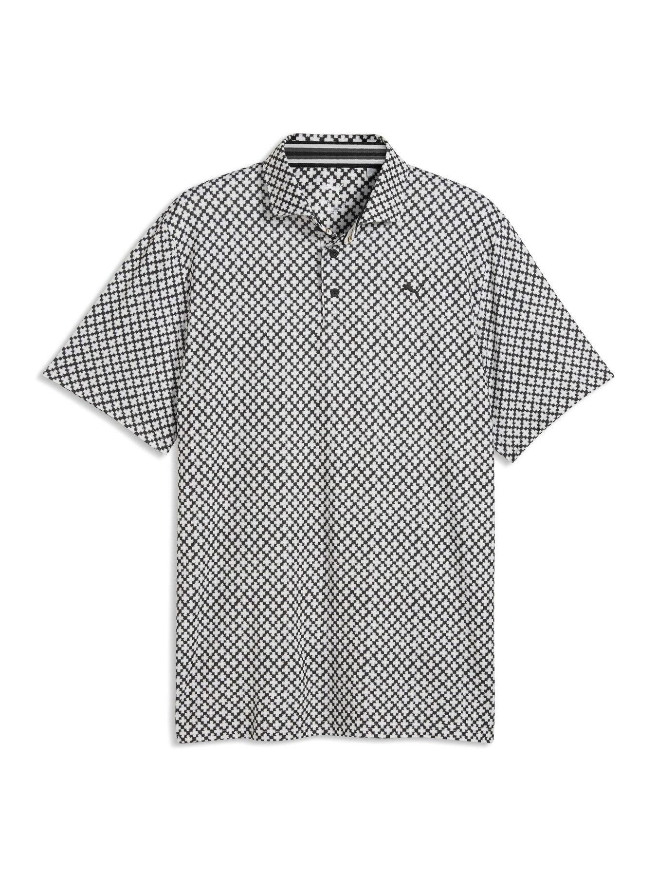 Puma Men's CLOUDSPUN Printed Four-Way Stretch Golf Polo Shirt - Black