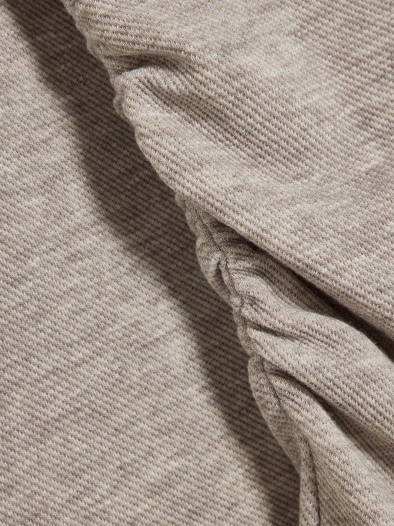 Image 6 of 6 of River Island Womens Cosy Marl Off-Shoulder Asymmetric Ruched Top - Beige