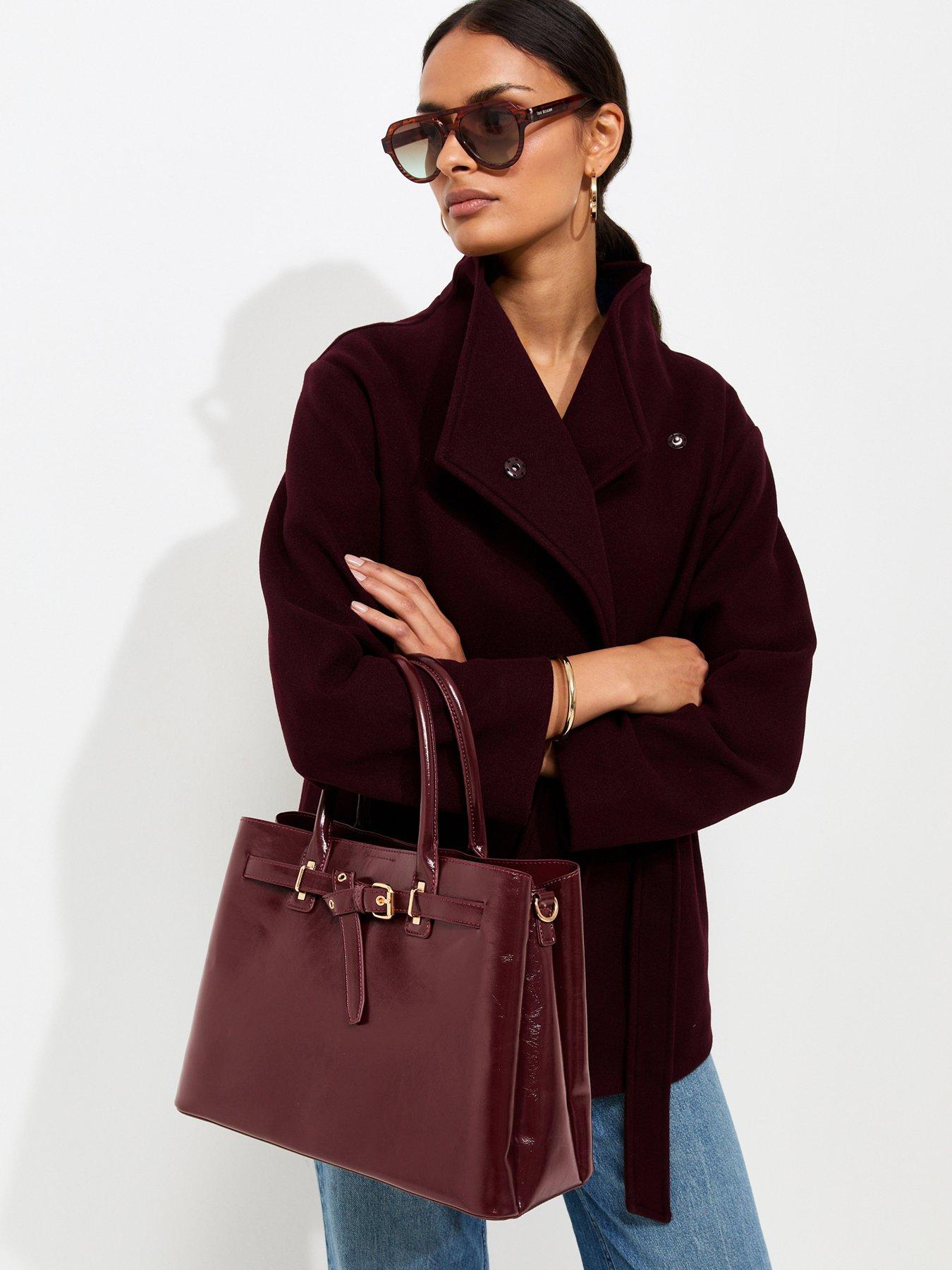 Image 2 of 5 of New Look Faux Leather Belted Tote Bag - Red