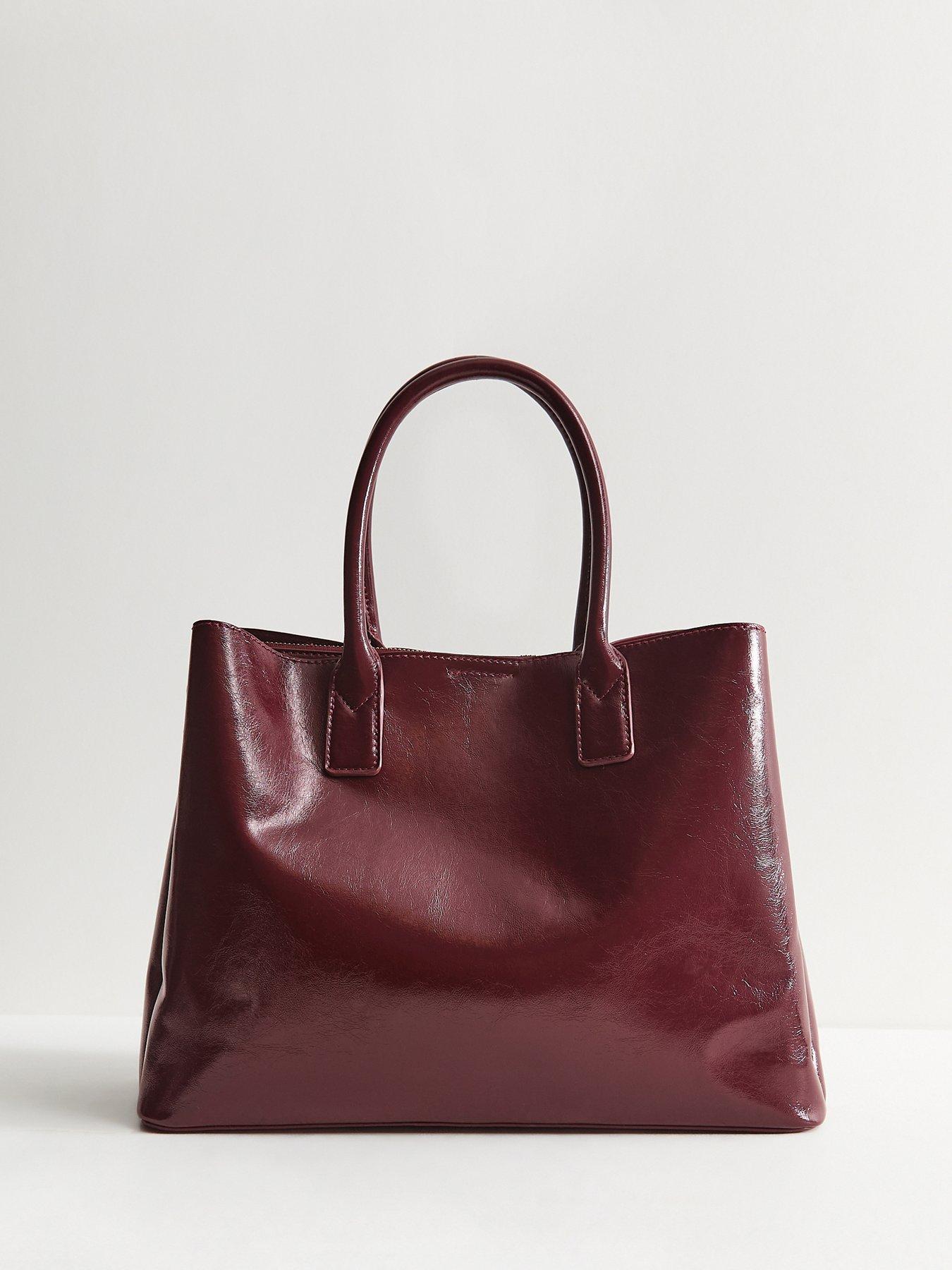 Image 3 of 5 of New Look Faux Leather Belted Tote Bag - Red