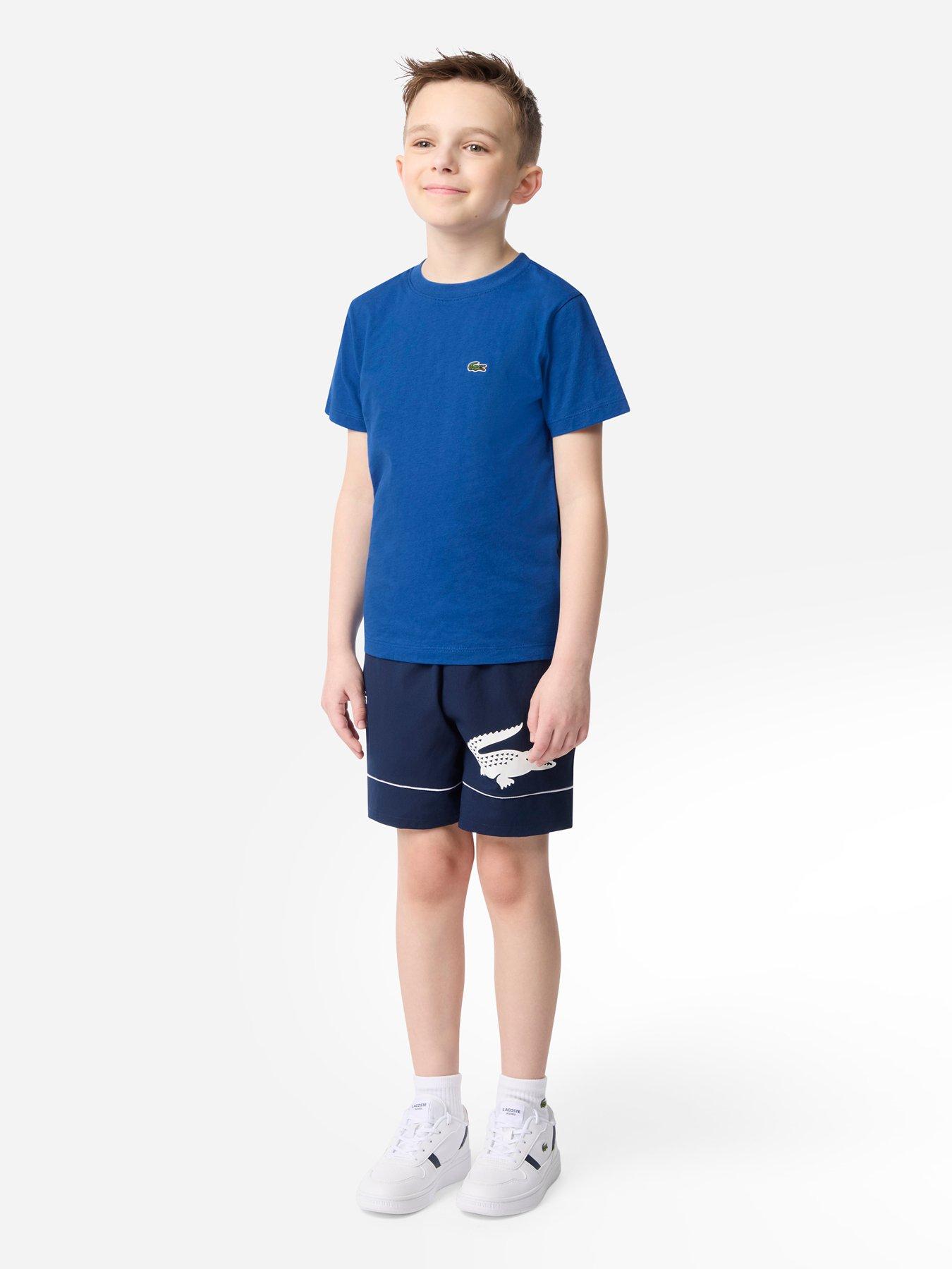 Image 3 of 6 of Lacoste Boys Core T-Shirt with Signature Crocodile Logo - Blue