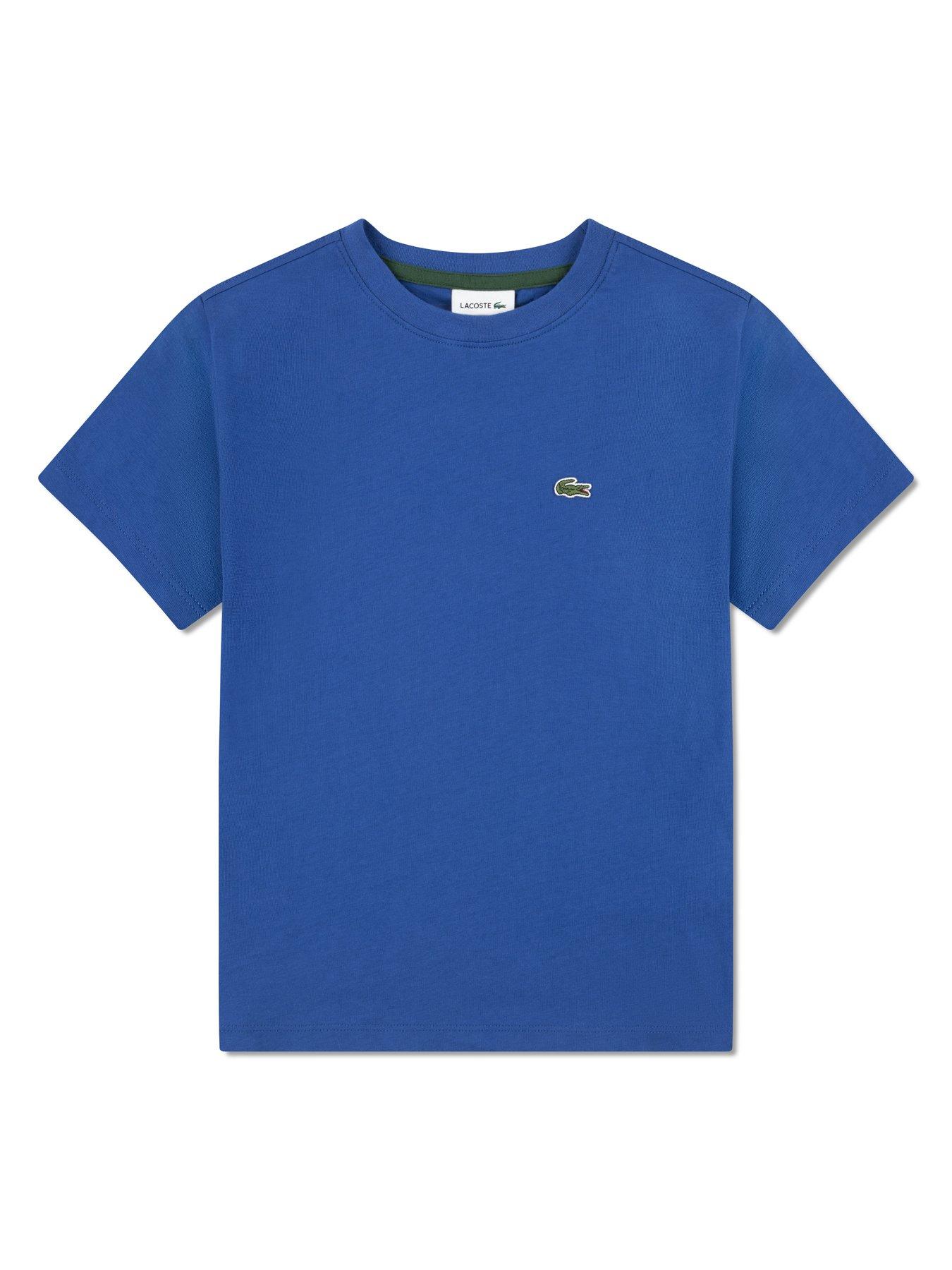 Image 5 of 6 of Lacoste Boys Core T-Shirt with Signature Crocodile Logo - Blue