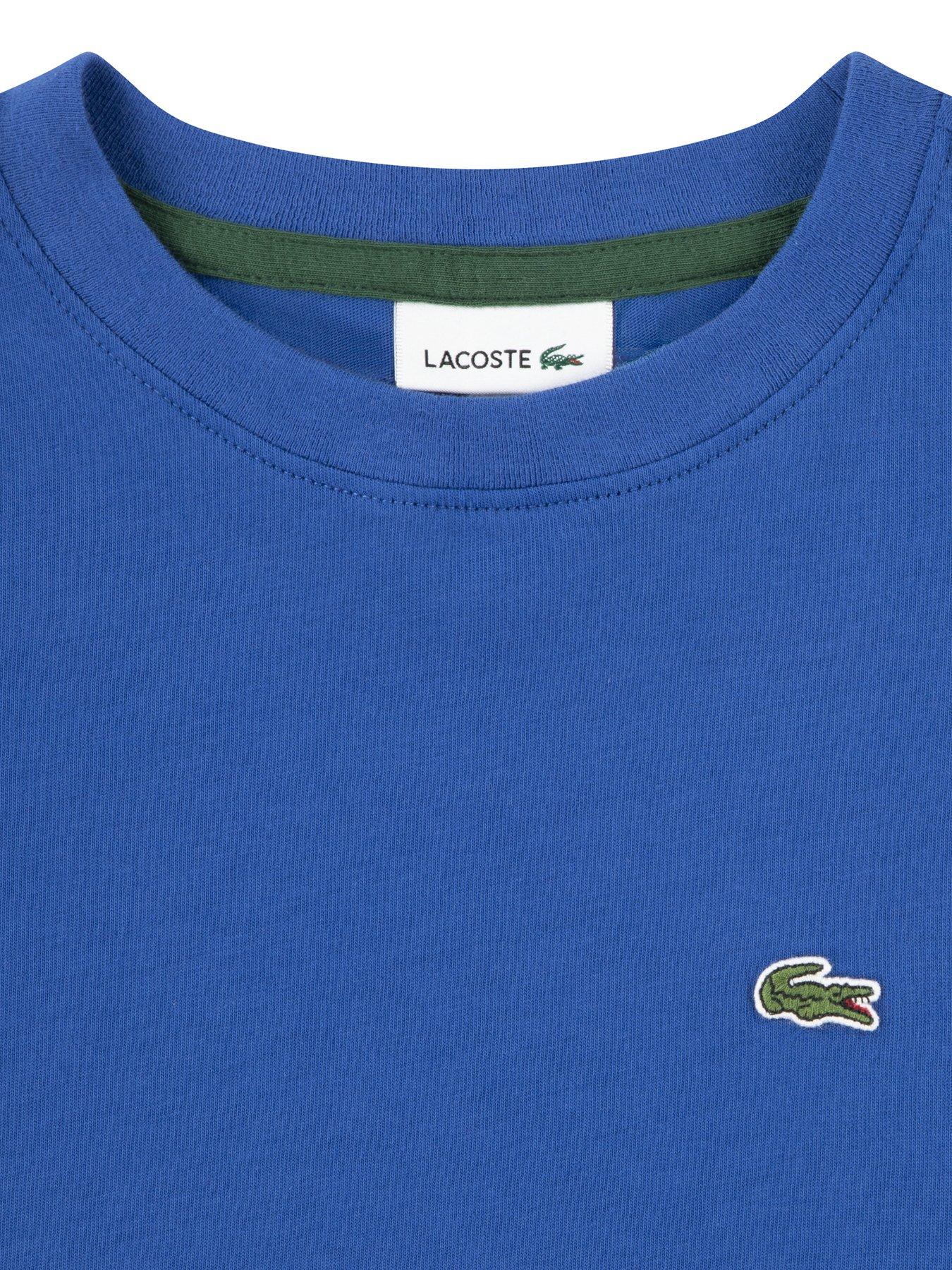 Image 6 of 6 of Lacoste Boys Core T-Shirt with Signature Crocodile Logo - Blue