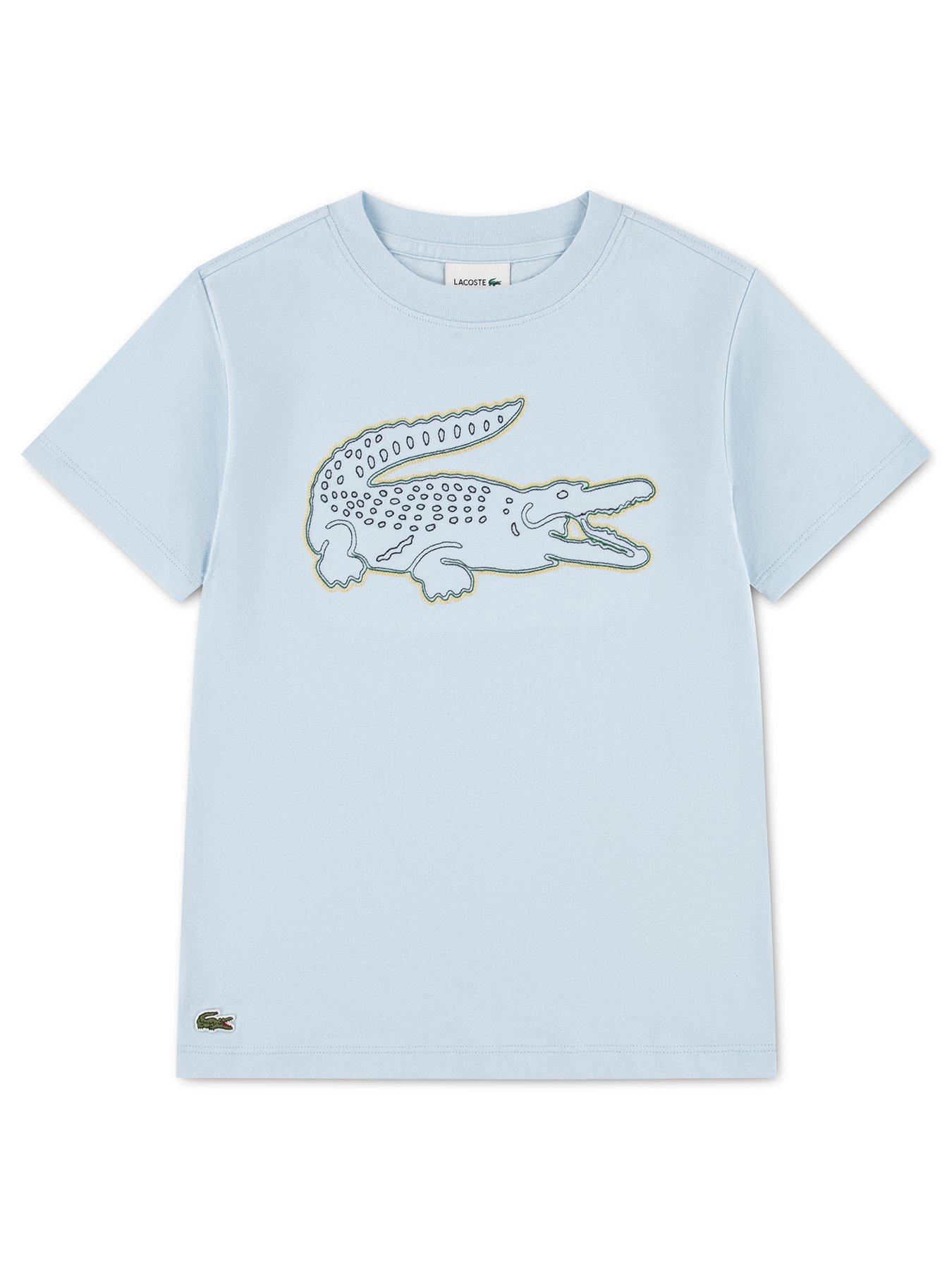 Lacoste Crocodile Embroidery Cotton T-Shirt - Sugared Blue
