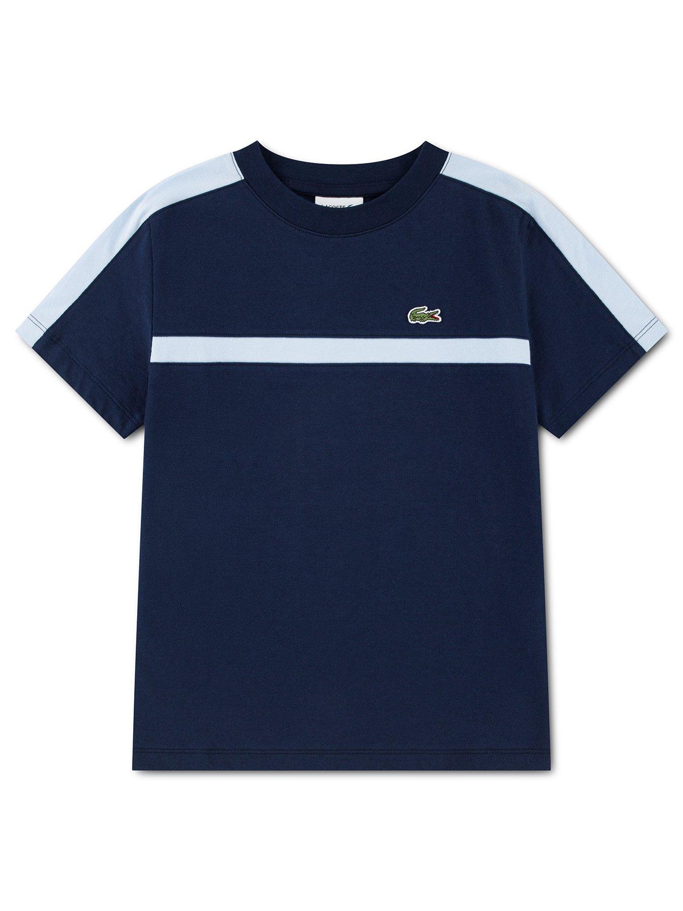 Image 1 of 3 of Lacoste Cotton Colour Block T-Shirt - Midnight Blue