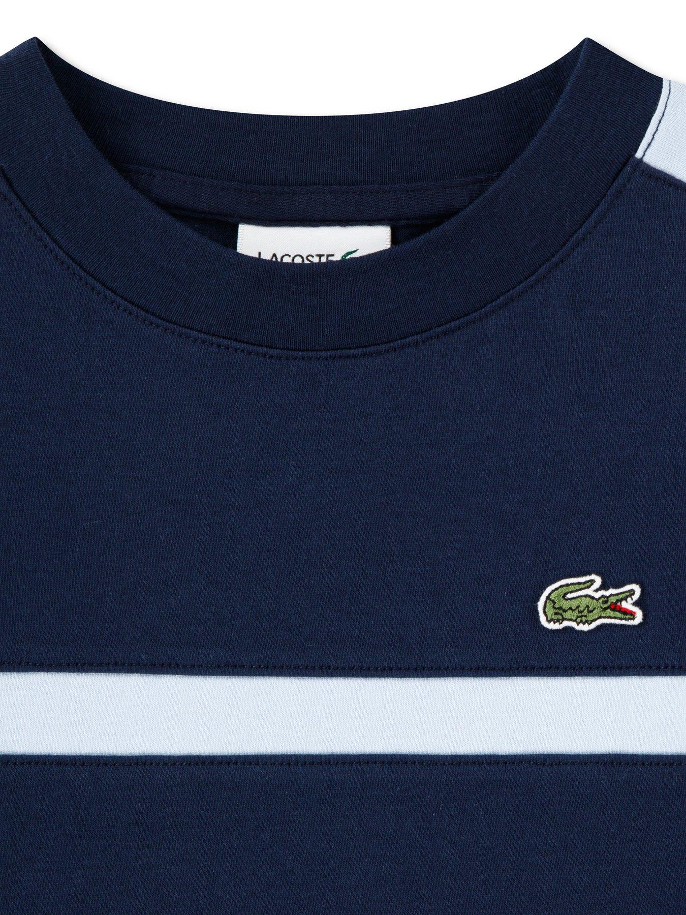 Image 3 of 3 of Lacoste Cotton Colour Block T-Shirt - Midnight Blue