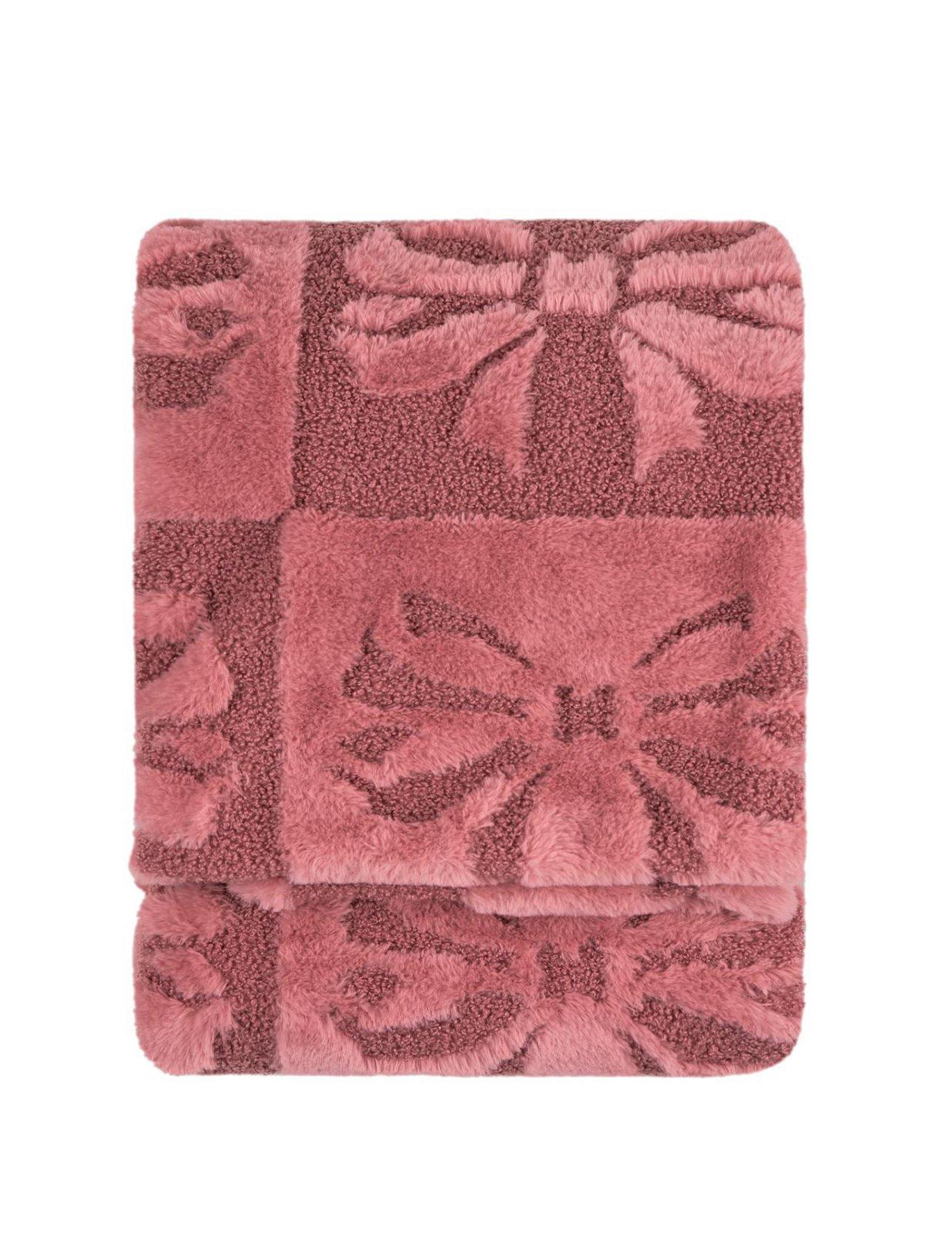 Image 1 of 2 of Furn Fur Boucle Big Bows 140x180 Throw Pink