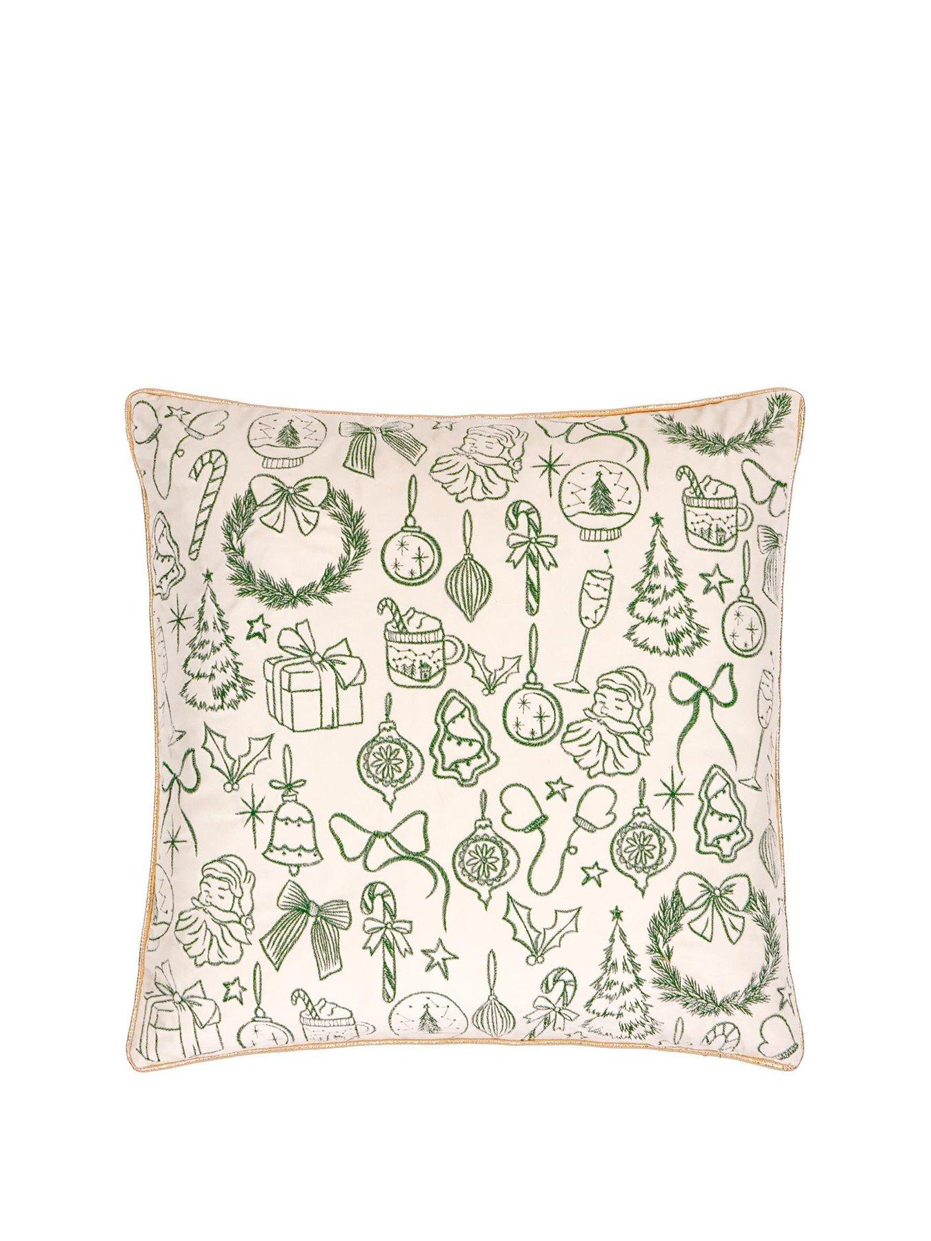 Image 2 of 4 of Furn Merry Christmas 45x45 Polyester Cushion Ecru/dark Green