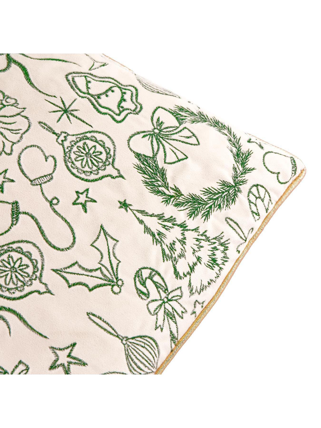 Image 3 of 4 of Furn Merry Christmas 45x45 Polyester Cushion Ecru/dark Green