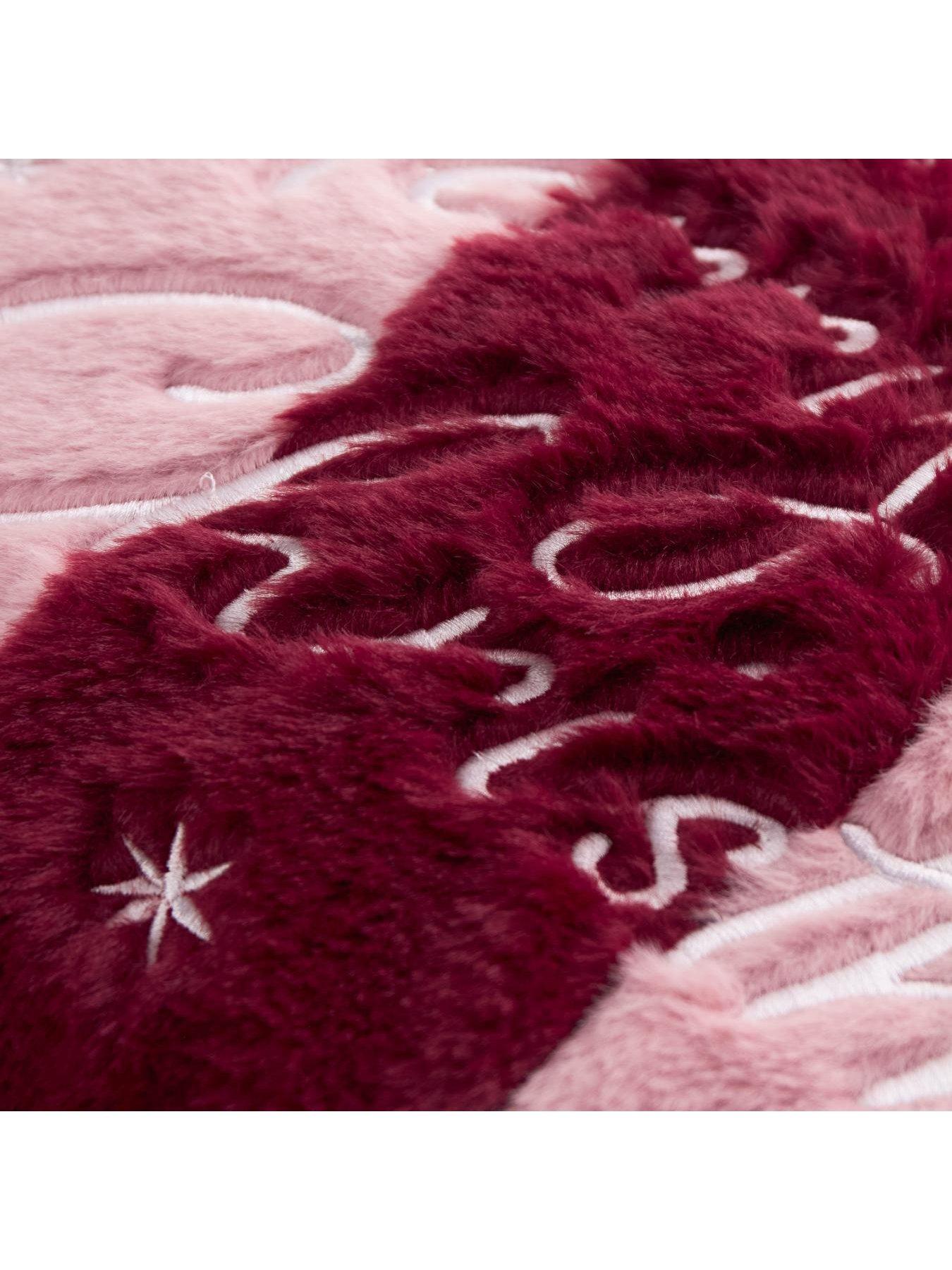 Image 2 of 3 of Furn Merry Christmas Fur Stripe 30x50 Polyester Cushion Burgundy/pink