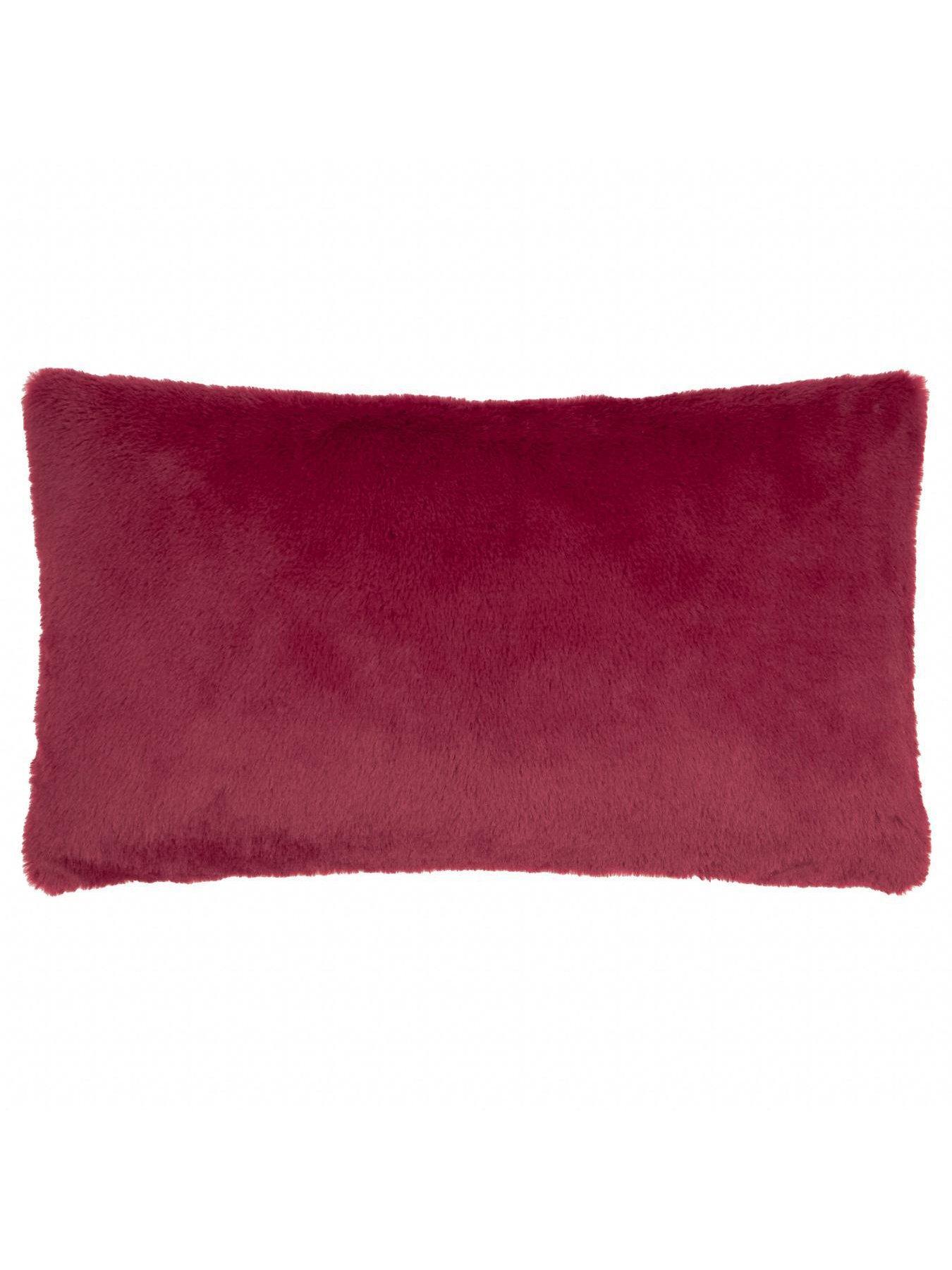 Image 3 of 3 of Furn Merry Christmas Fur Stripe 30x50 Polyester Cushion Burgundy/pink