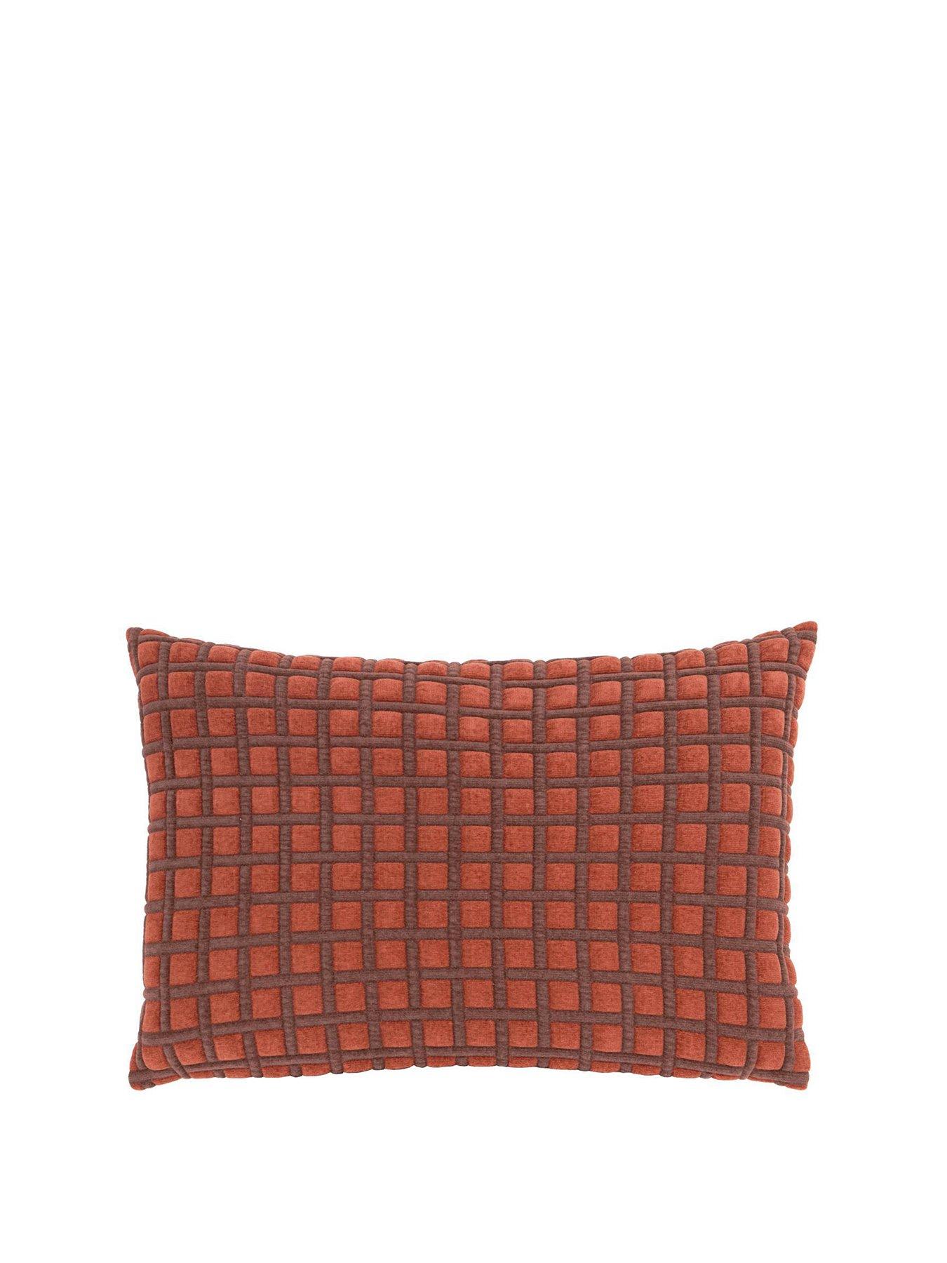 Image 1 of 3 of Furn Softie Grid 40x60 Feather Cushion Cinnamon / Chocolate