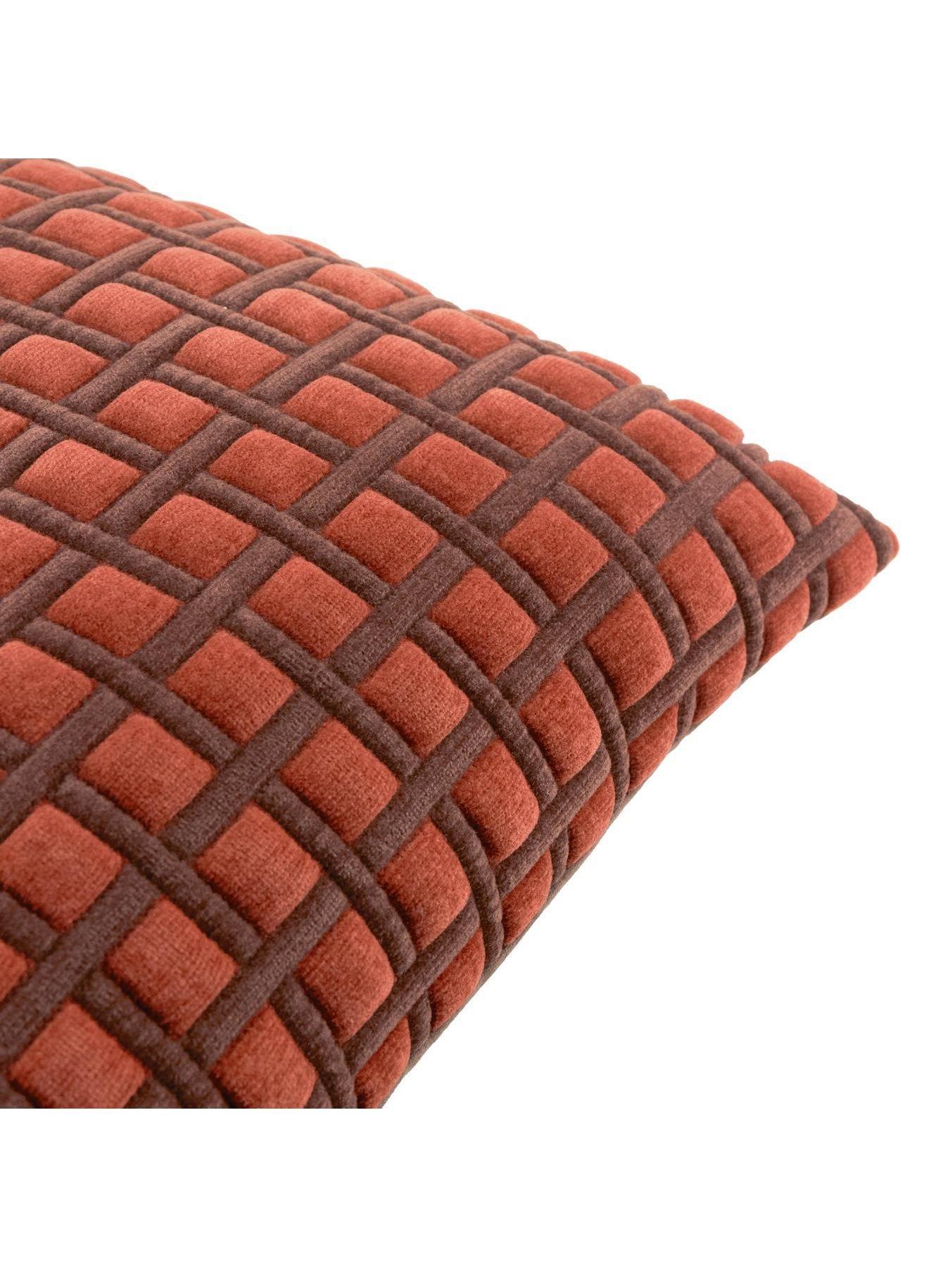 Image 2 of 3 of Furn Softie Grid 40x60 Feather Cushion Cinnamon / Chocolate