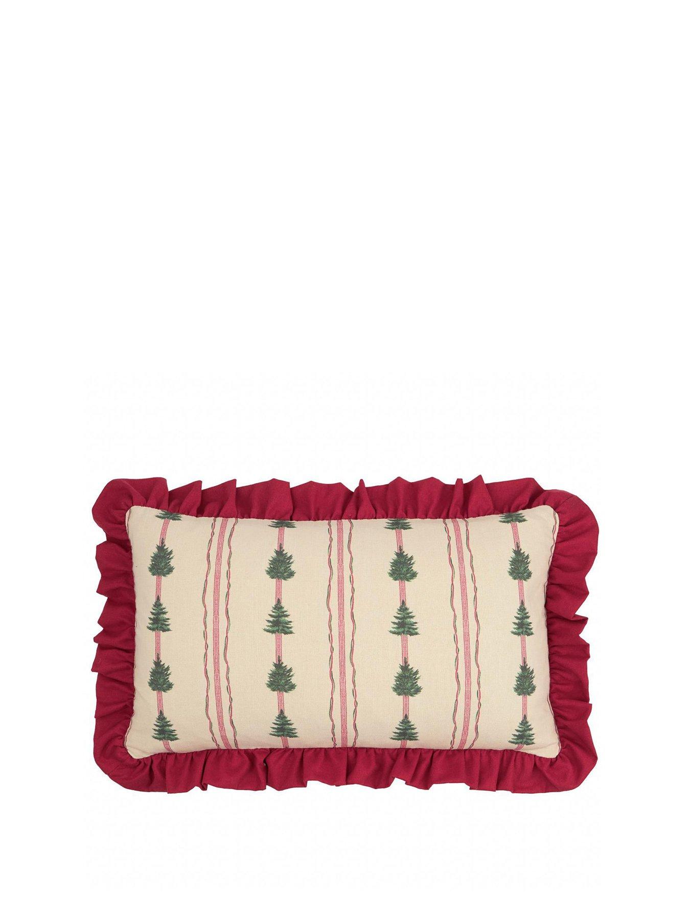 Furn Spruce Stripes 30x50 Polyester Cushion Linen/ Dark Red