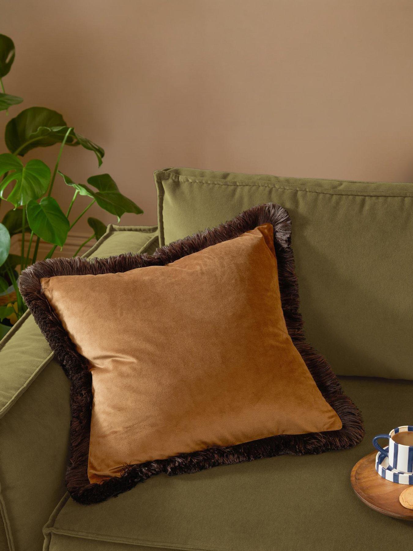 Image 1 of 5 of Furn Halo Fringed Velvet 50x50cm Polyester Cushion