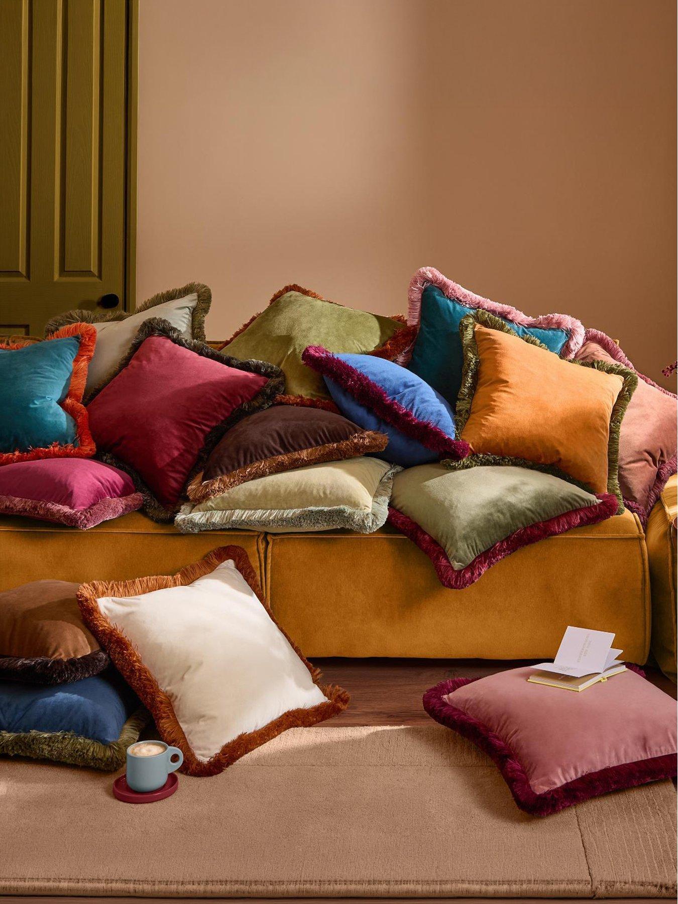 Image 3 of 5 of Furn Halo Fringed Velvet 50x50cm Polyester Cushion