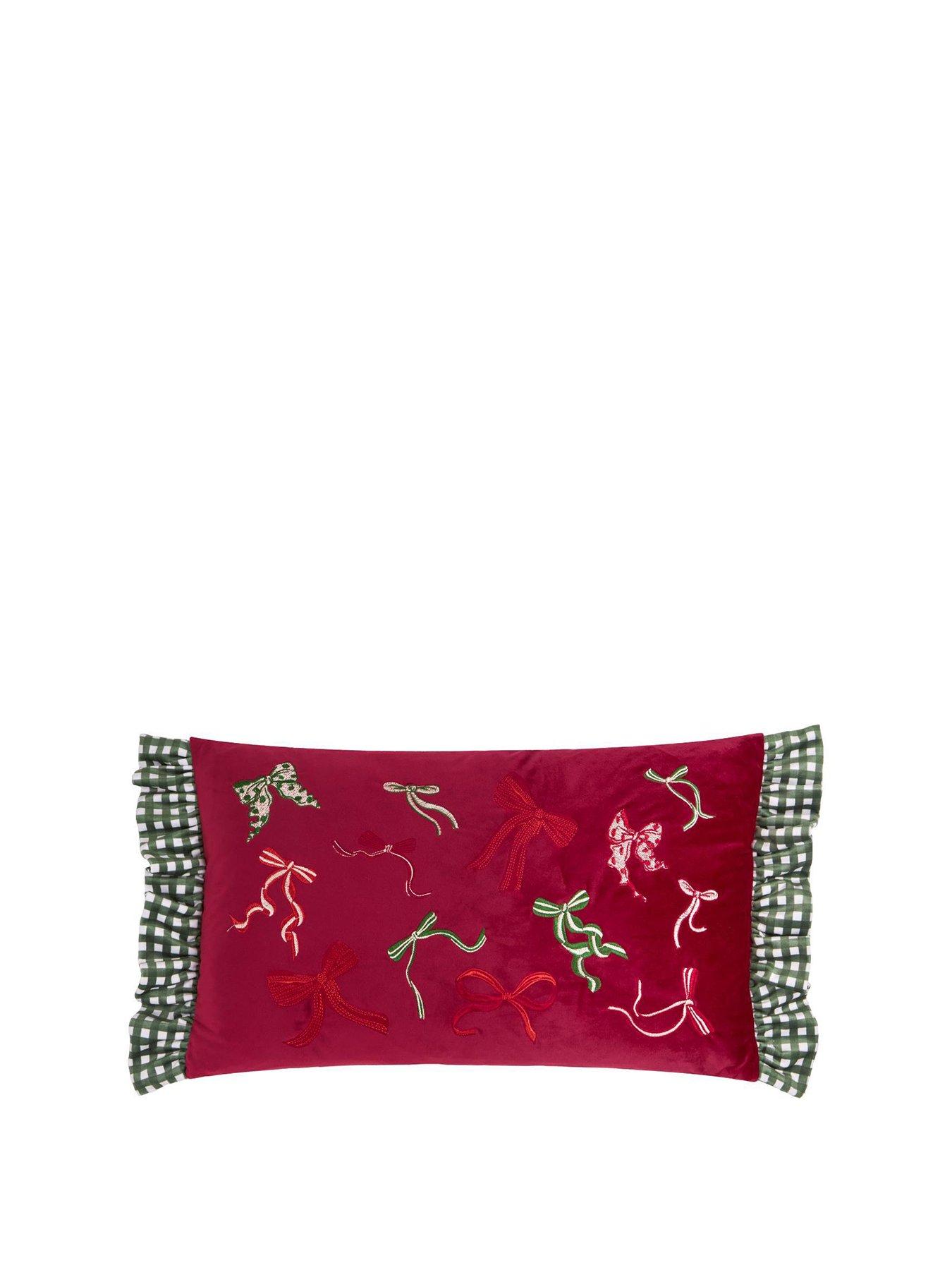 Image 1 of 3 of Furn Ditsy Bows 30x50 Polyester Cushion Red/green