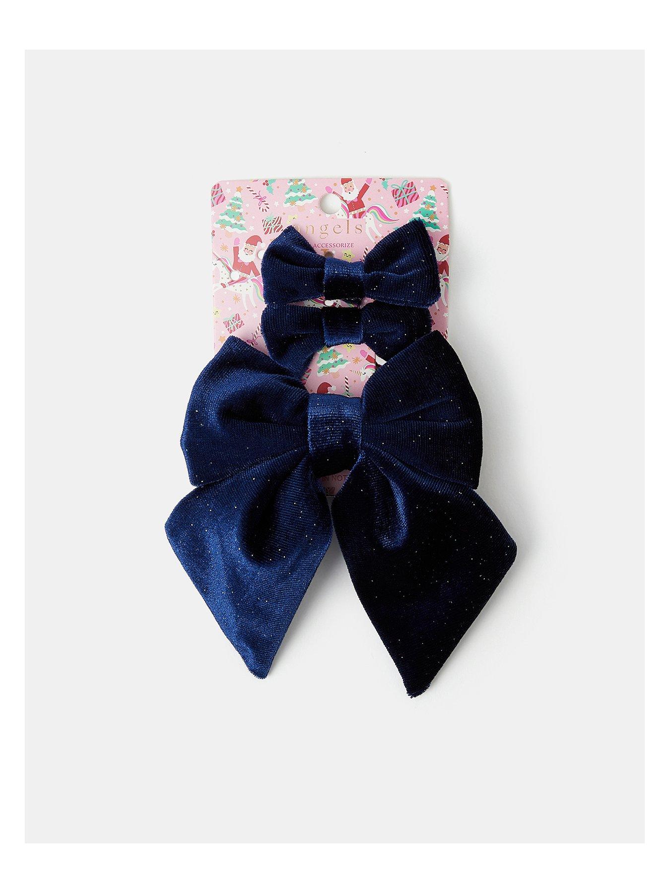 Image 4 of 4 of Accessorize Girls Velvet Bow Hair Bundle - Navy