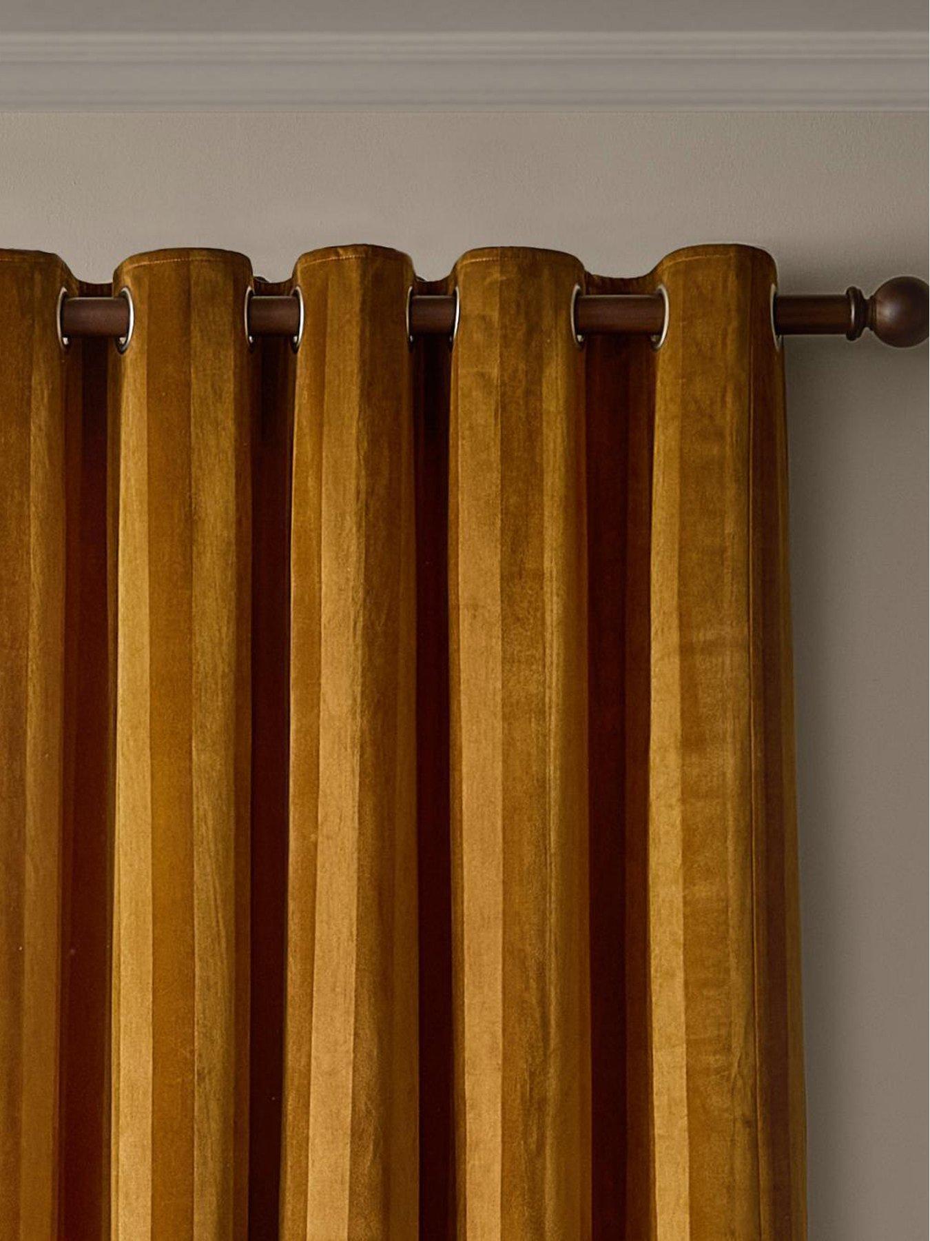 Image 2 of 5 of Paoletti Regency Stripe Eyelet Curtains Antique Gold