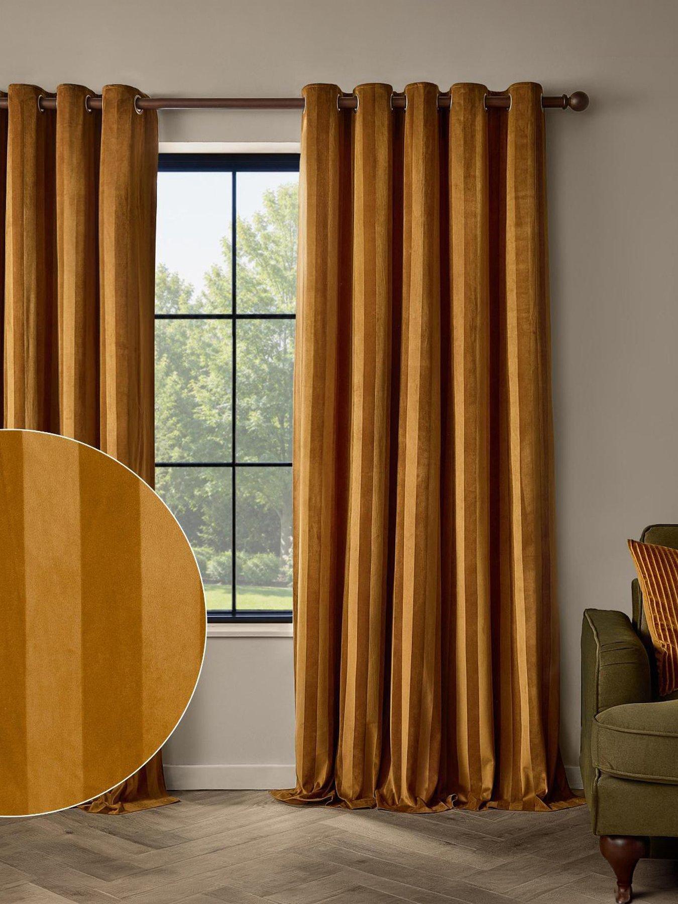 Image 5 of 5 of Paoletti Regency Stripe Eyelet Curtains Antique Gold