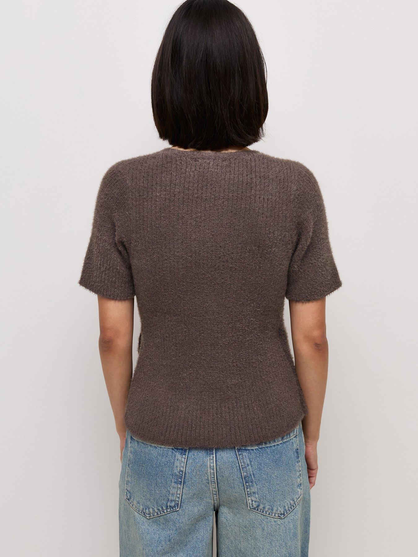 Image 2 of 5 of New Look Womens Wrap Front Tie Waist Jumper - Brown