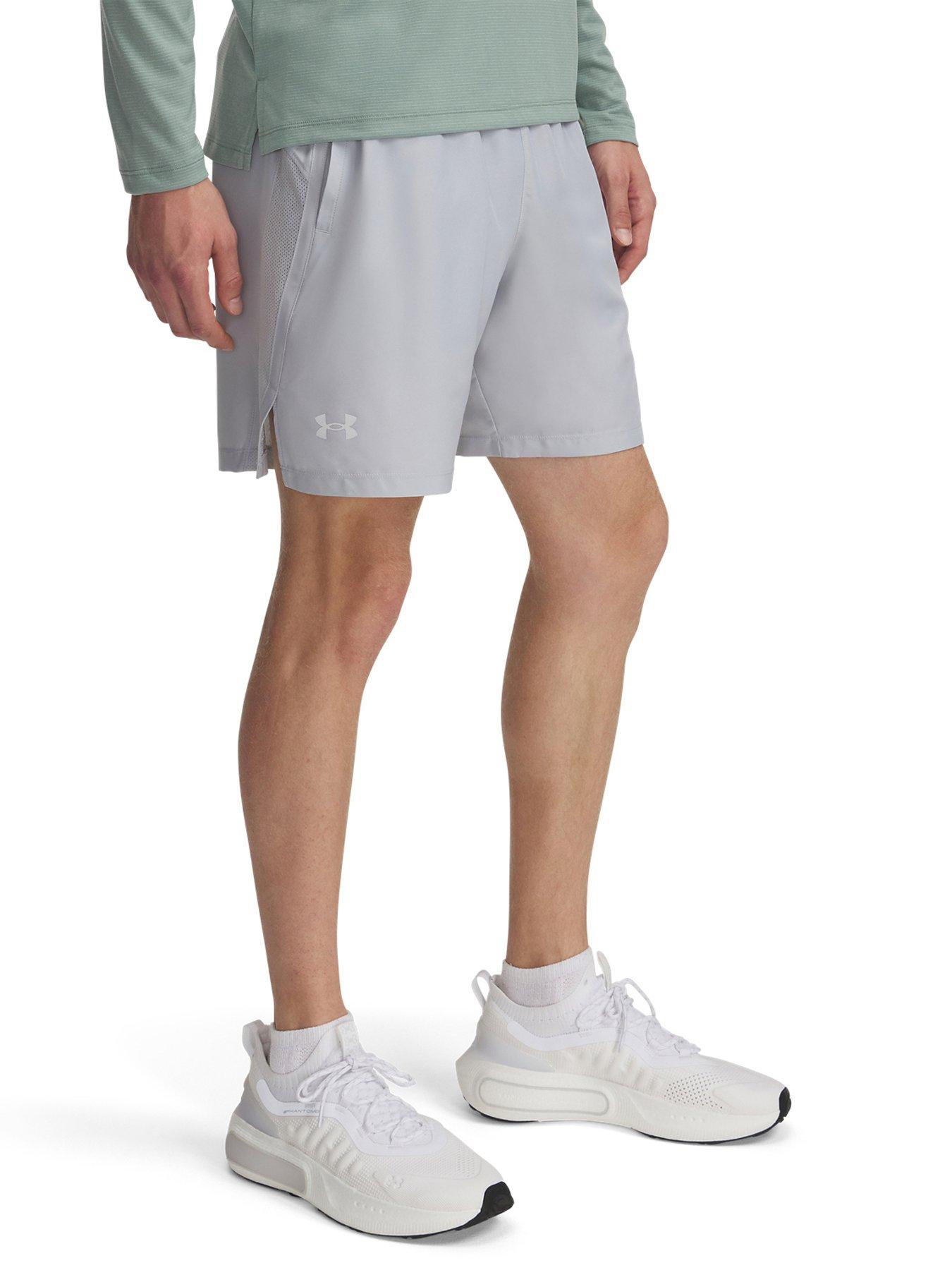UNDER ARMOUR Men's Running Shorts with Internal Mesh Liner  &  7 Inch Inseam - Grey