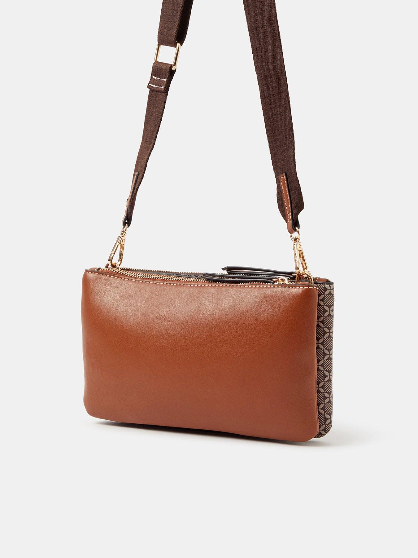 Image 3 of 5 of Accessorize Monogram Crossbody Bag - Beige