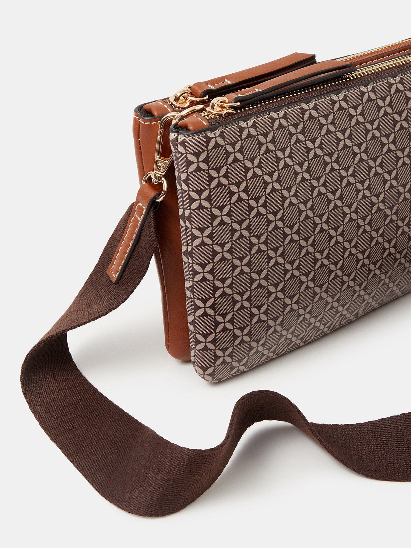 Image 5 of 5 of Accessorize Monogram Crossbody Bag - Beige