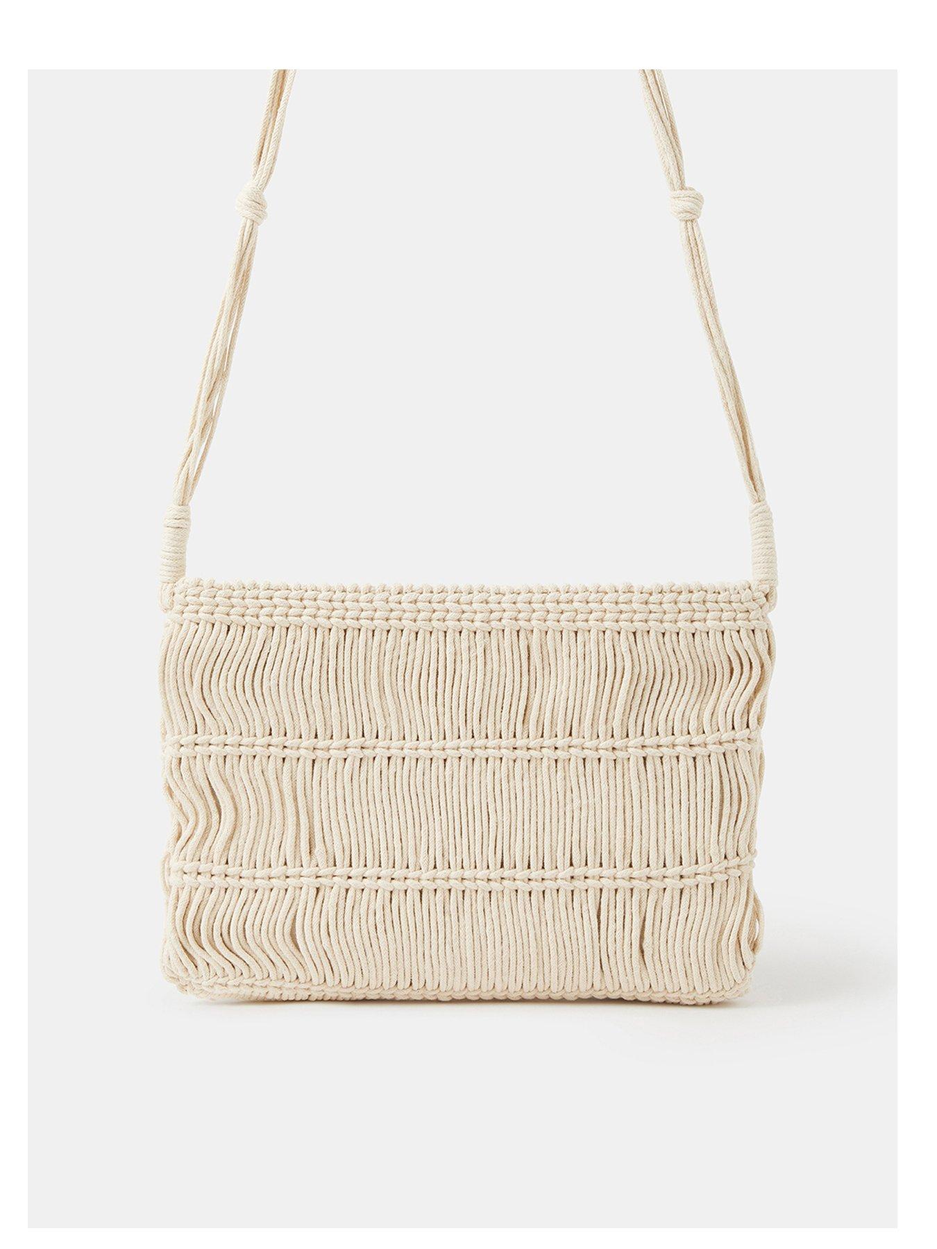 Accessorize Macramé Crossbody Bag - White