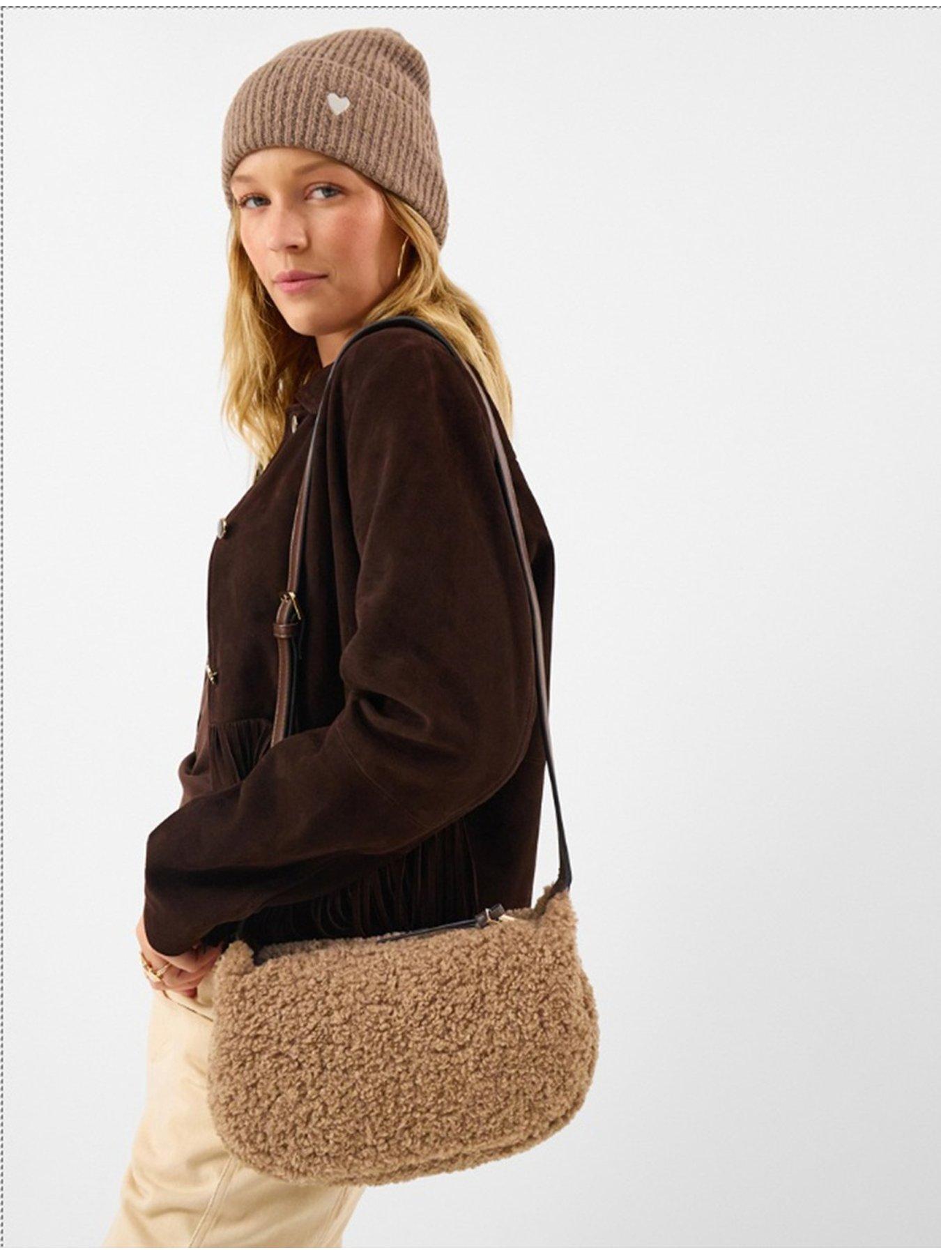 Image 2 of 5 of Accessorize Shearling Crossbody Bag - Beige