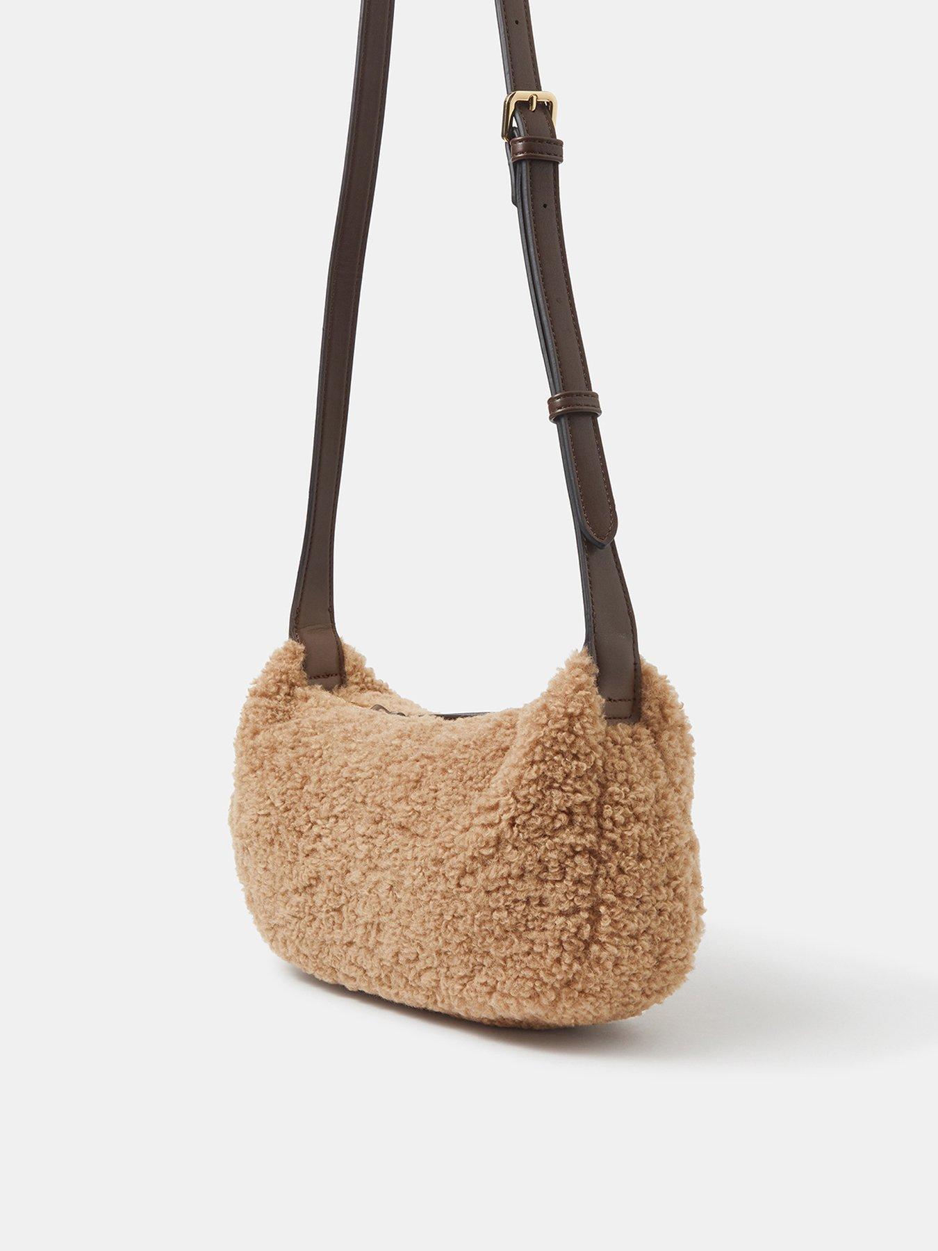 Image 3 of 5 of Accessorize Shearling Crossbody Bag - Beige
