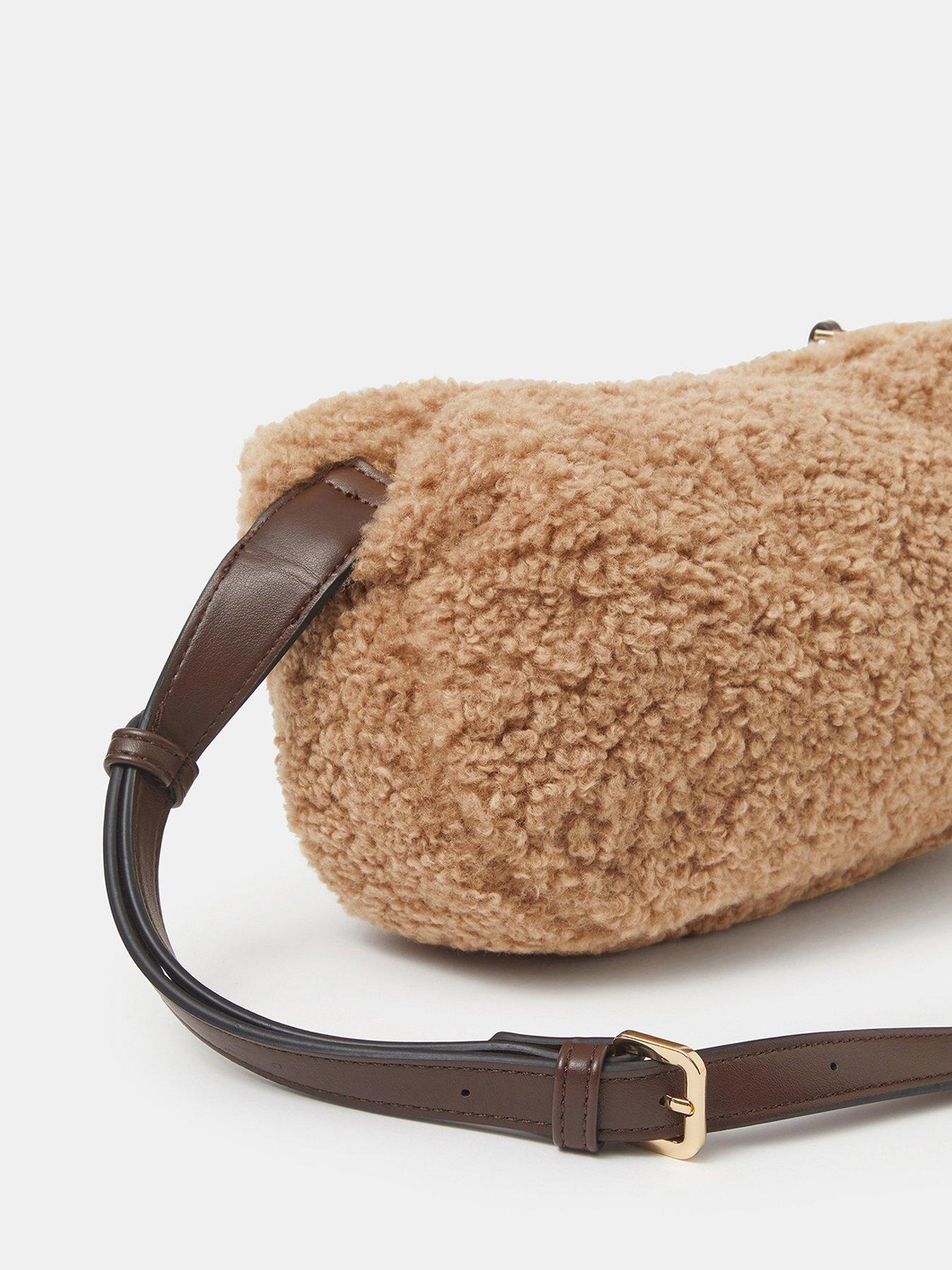 Image 4 of 5 of Accessorize Shearling Crossbody Bag - Beige