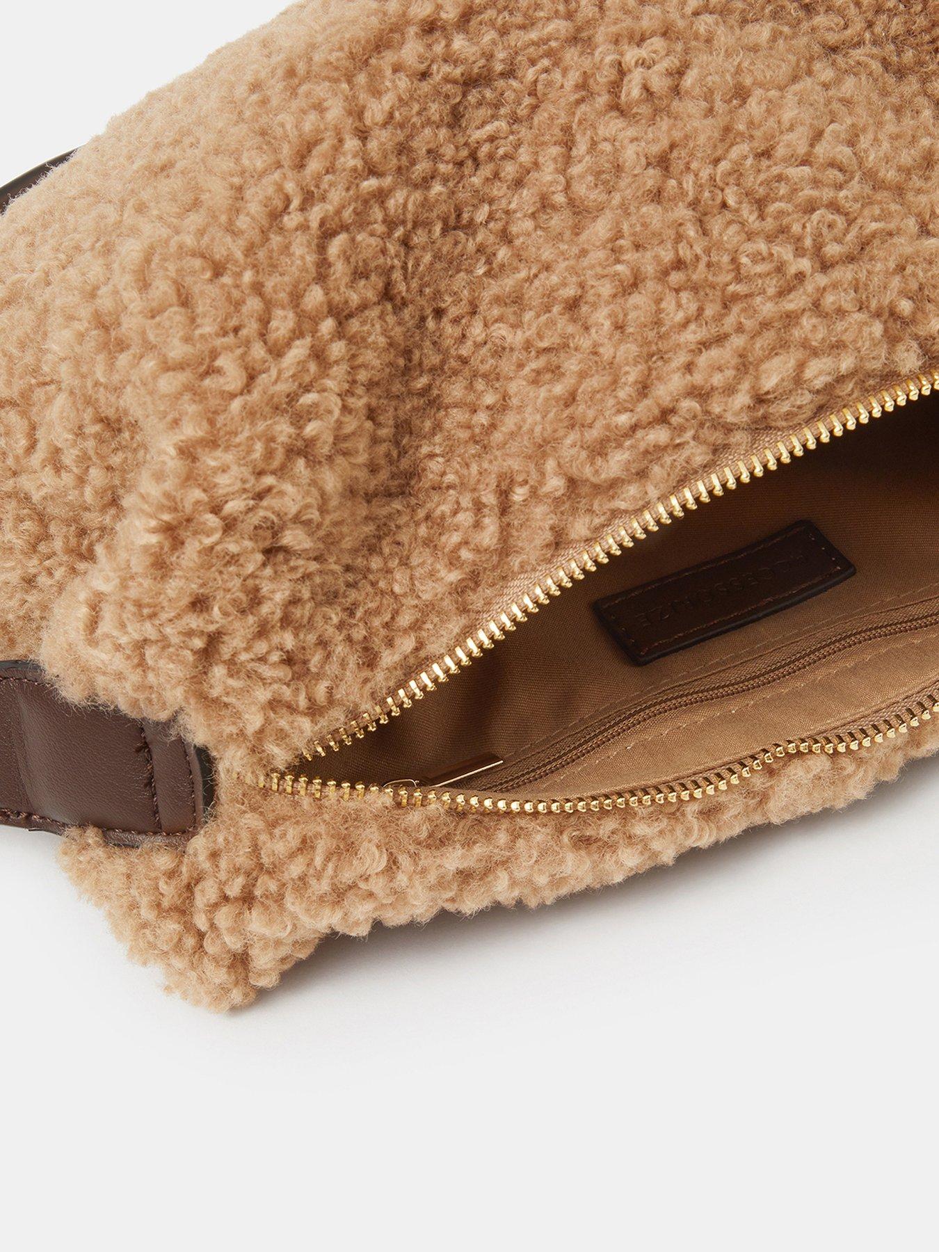 Image 5 of 5 of Accessorize Shearling Crossbody Bag - Beige