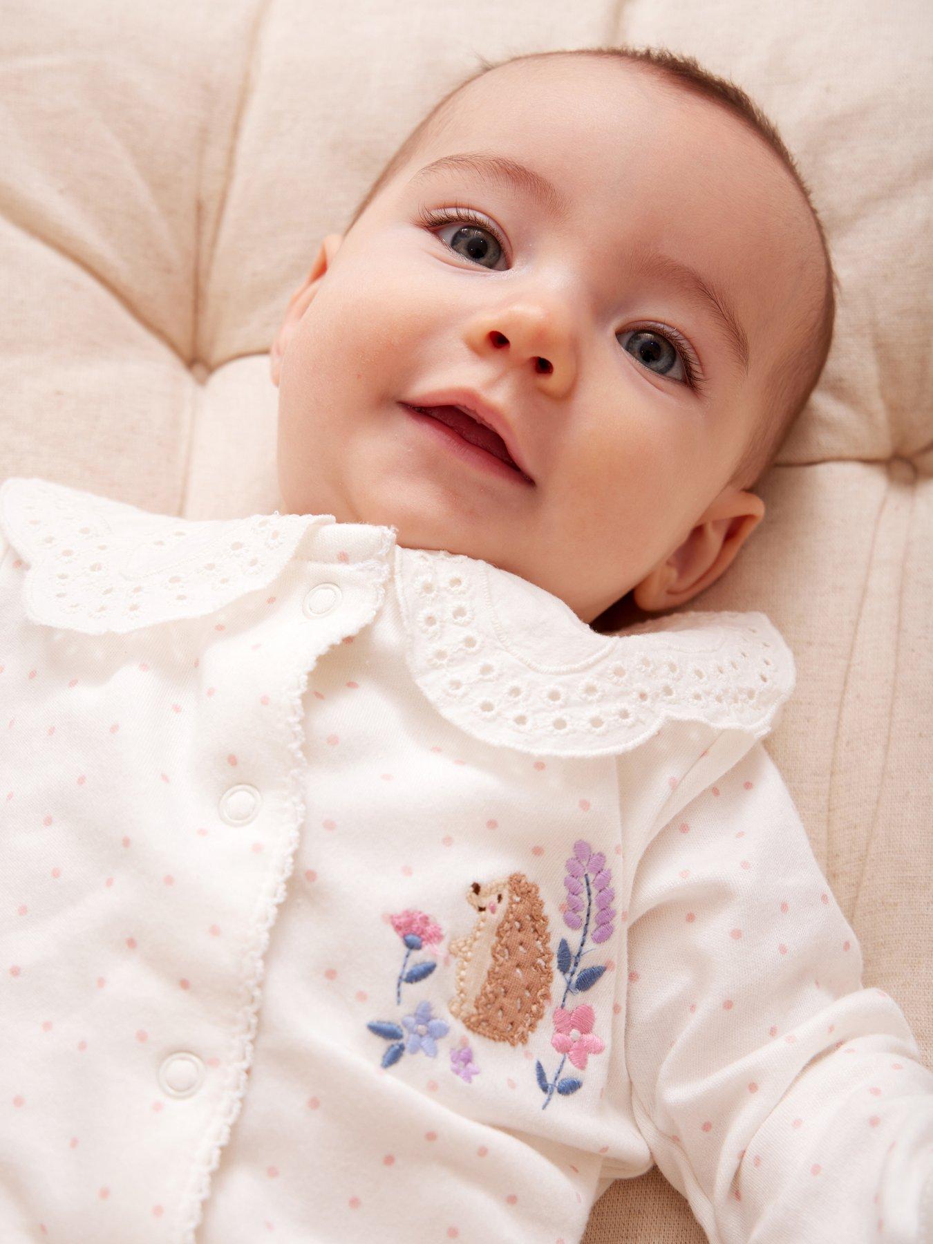 JoJo Maman Bebe Baby Girls Organic Woodland Sleepsuit - Cream