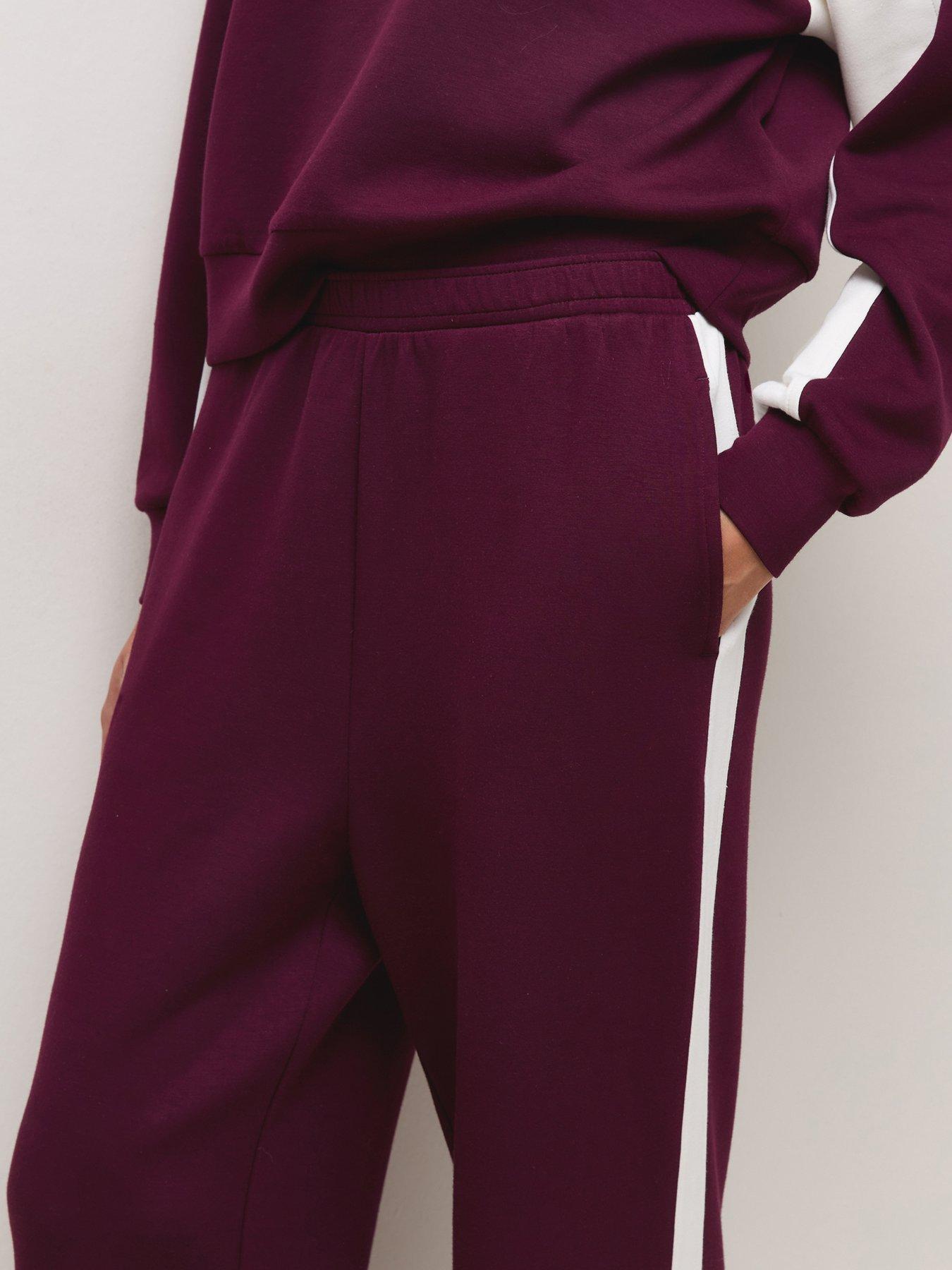 Image 2 of 5 of New Look Womens Side Stripe Elasticated Wide Leg Trousers - Red