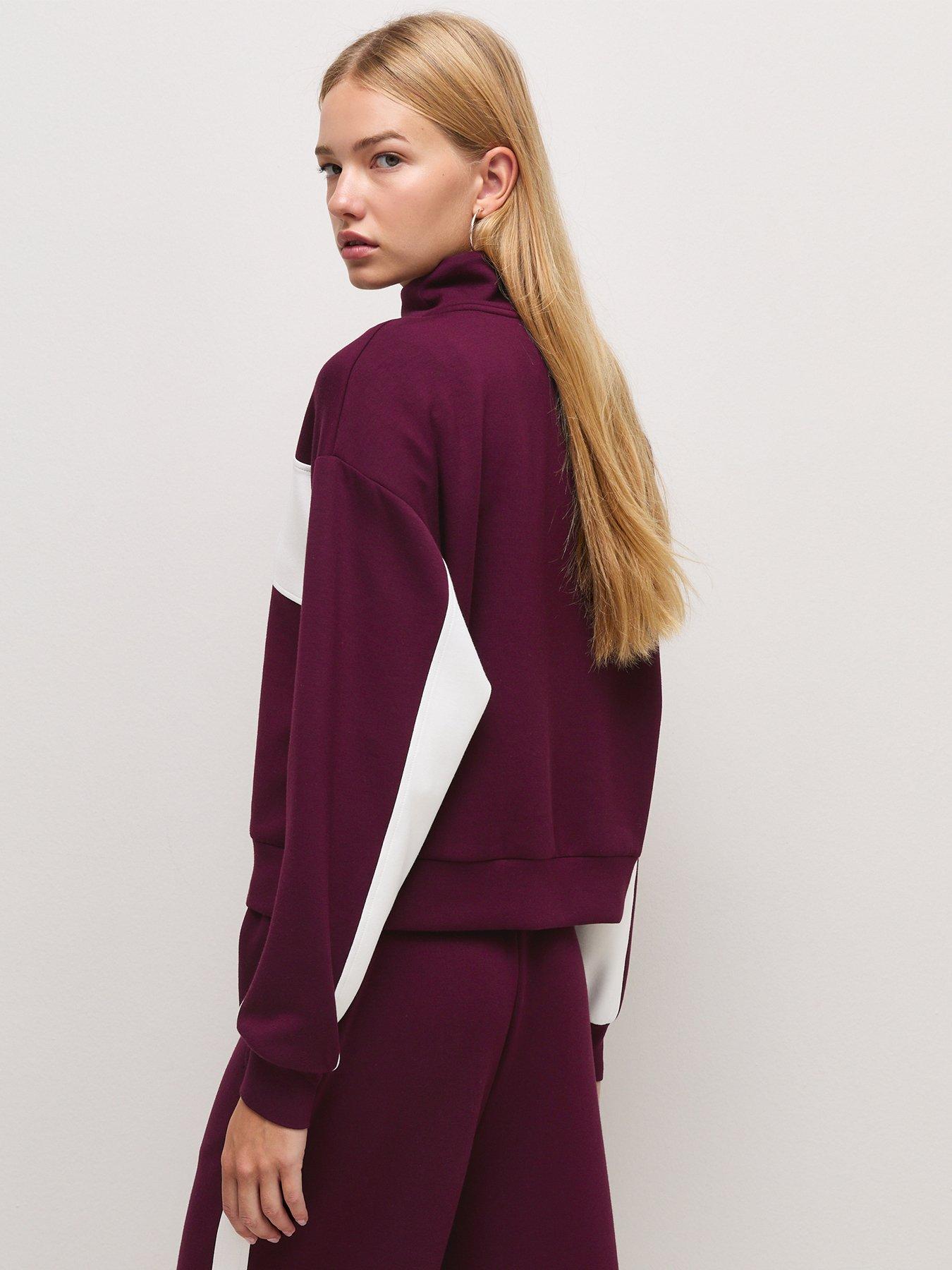 Image 2 of 6 of New Look Womens Colour Block Quarter Zip Sweatshirt - Red