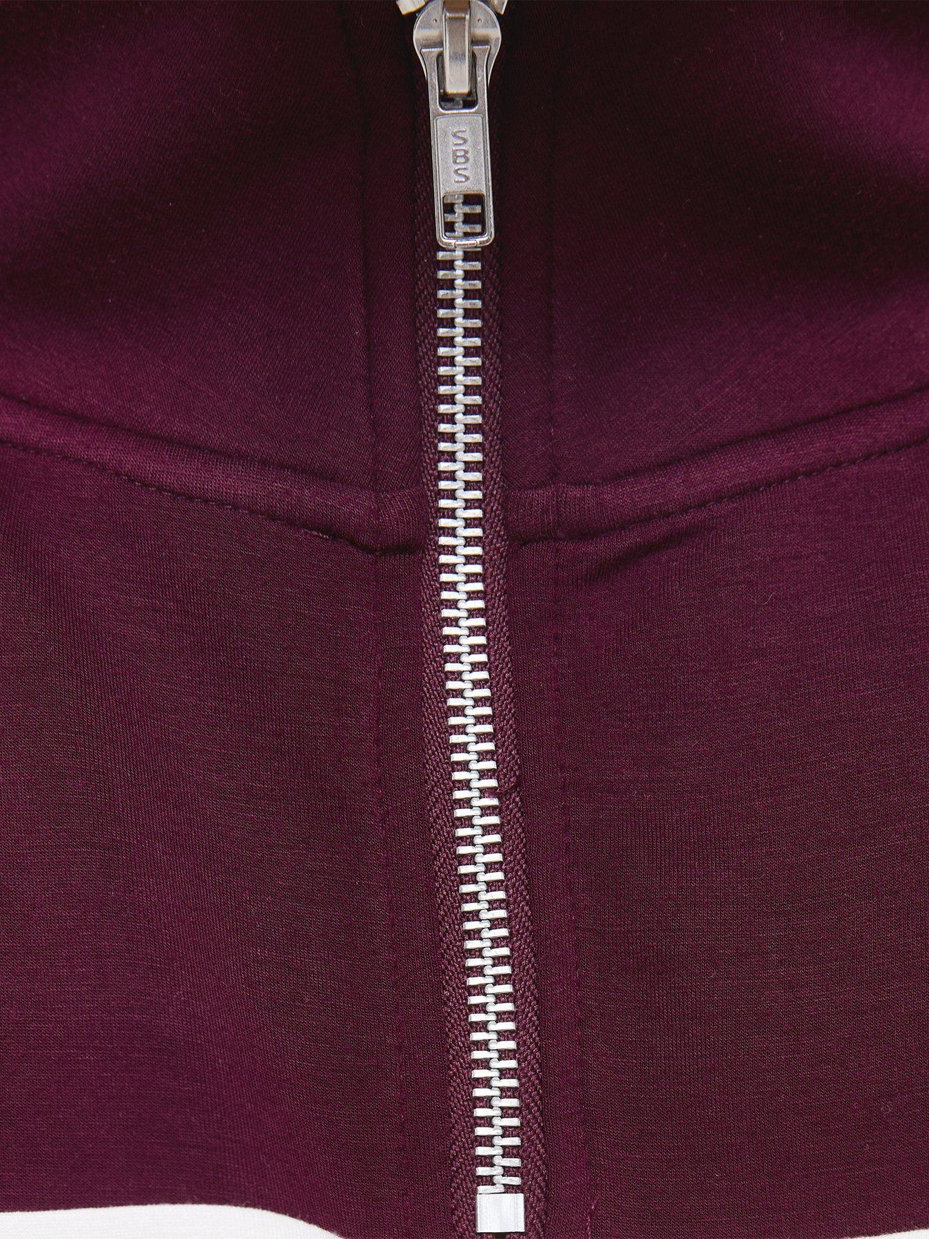 Image 6 of 6 of New Look Womens Colour Block Quarter Zip Sweatshirt - Red