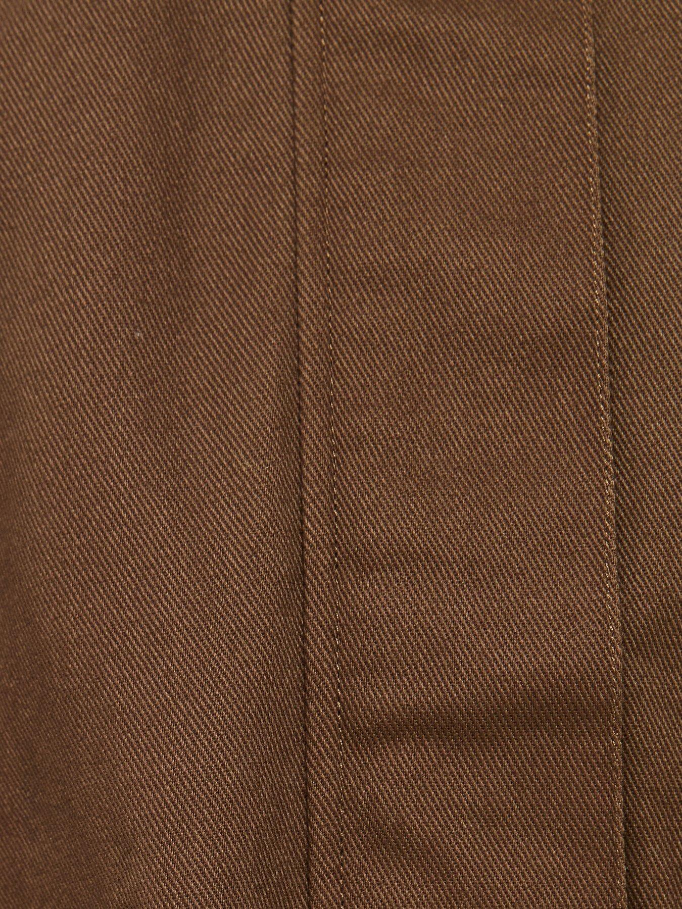 Image 7 of 7 of New Look High Neck Bubble Hem Short Jacket - Brown