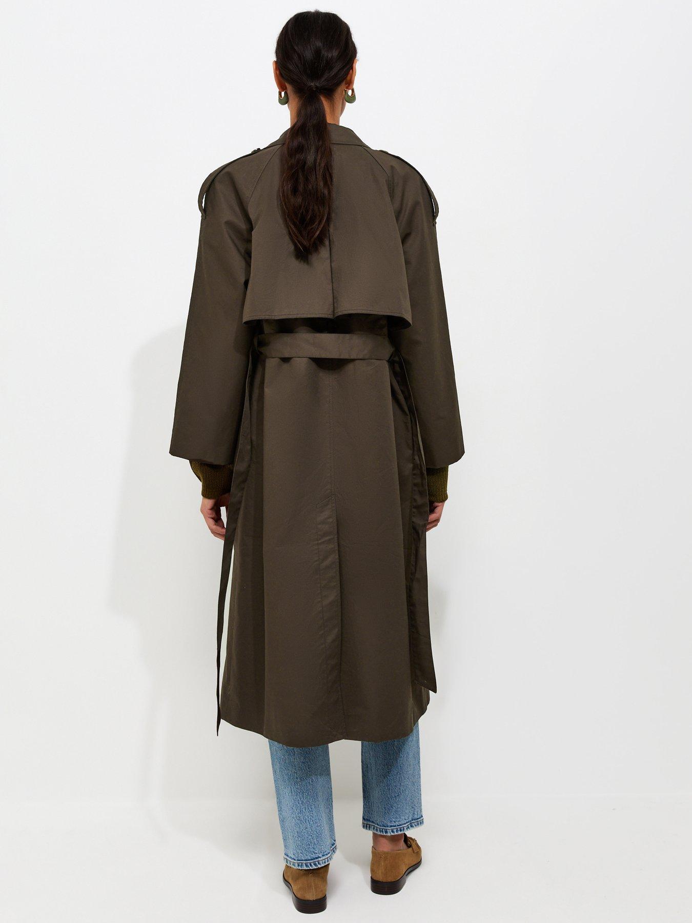 Image 2 of 6 of New Look Cotton Belted Trench Coat - Green