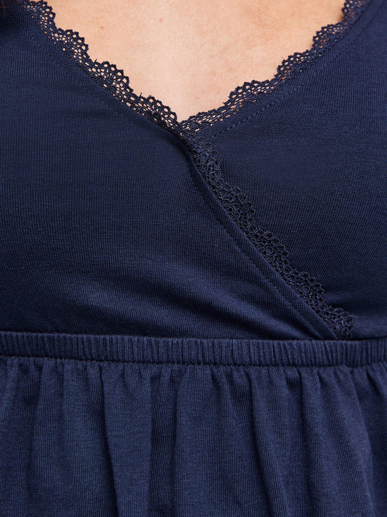 Image 5 of 6 of New Look 915 Girls Wrap Lace Trim Long Sleeve Top&nbsp;- Navy