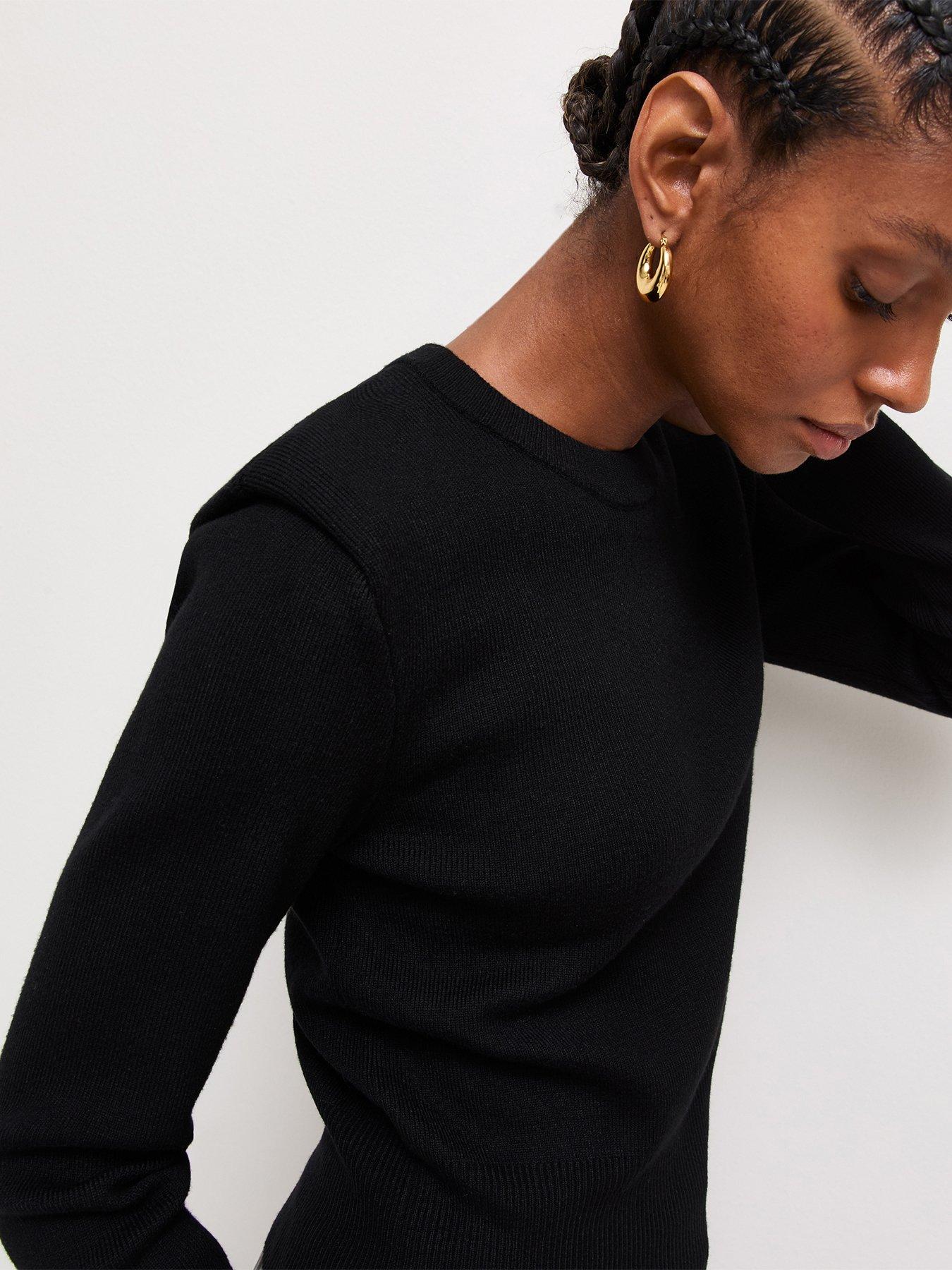 Image 5 of 7 of New Look Womens Shoulder Pad Lightweight Jumper - Black