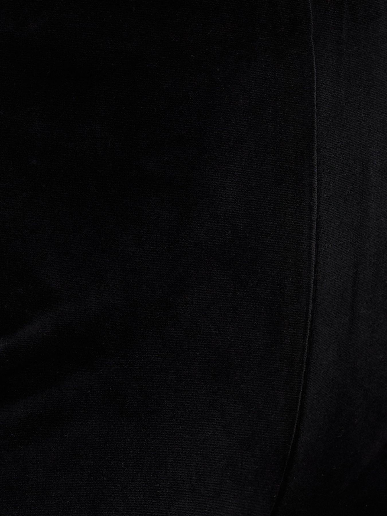Image 5 of 5 of New Look Womens Petite Jersey Velvet Flared Leg Trousers - Black