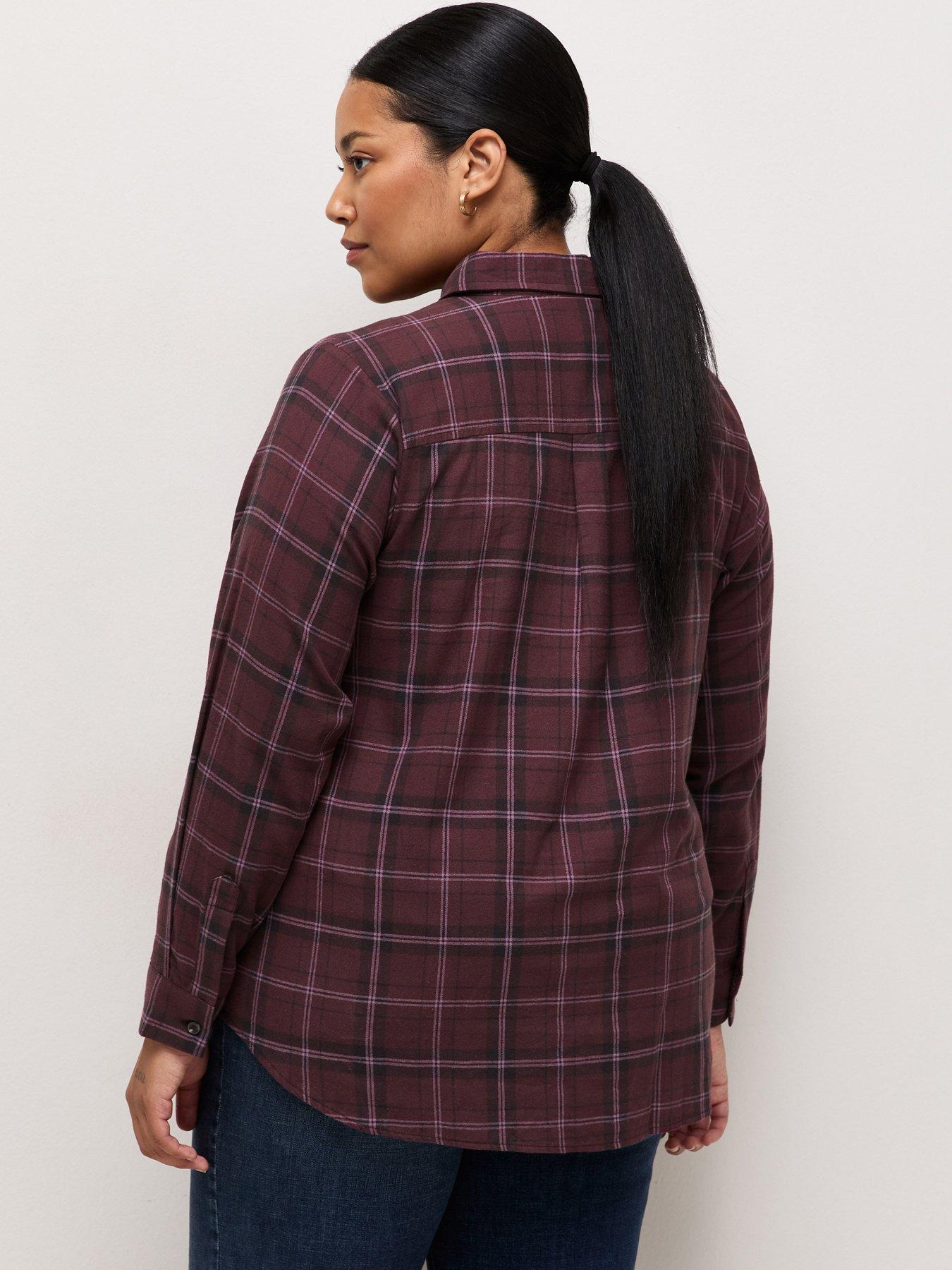 Image 2 of 5 of New Look Womens Curve Check Long Sleeve Shirt - Red
