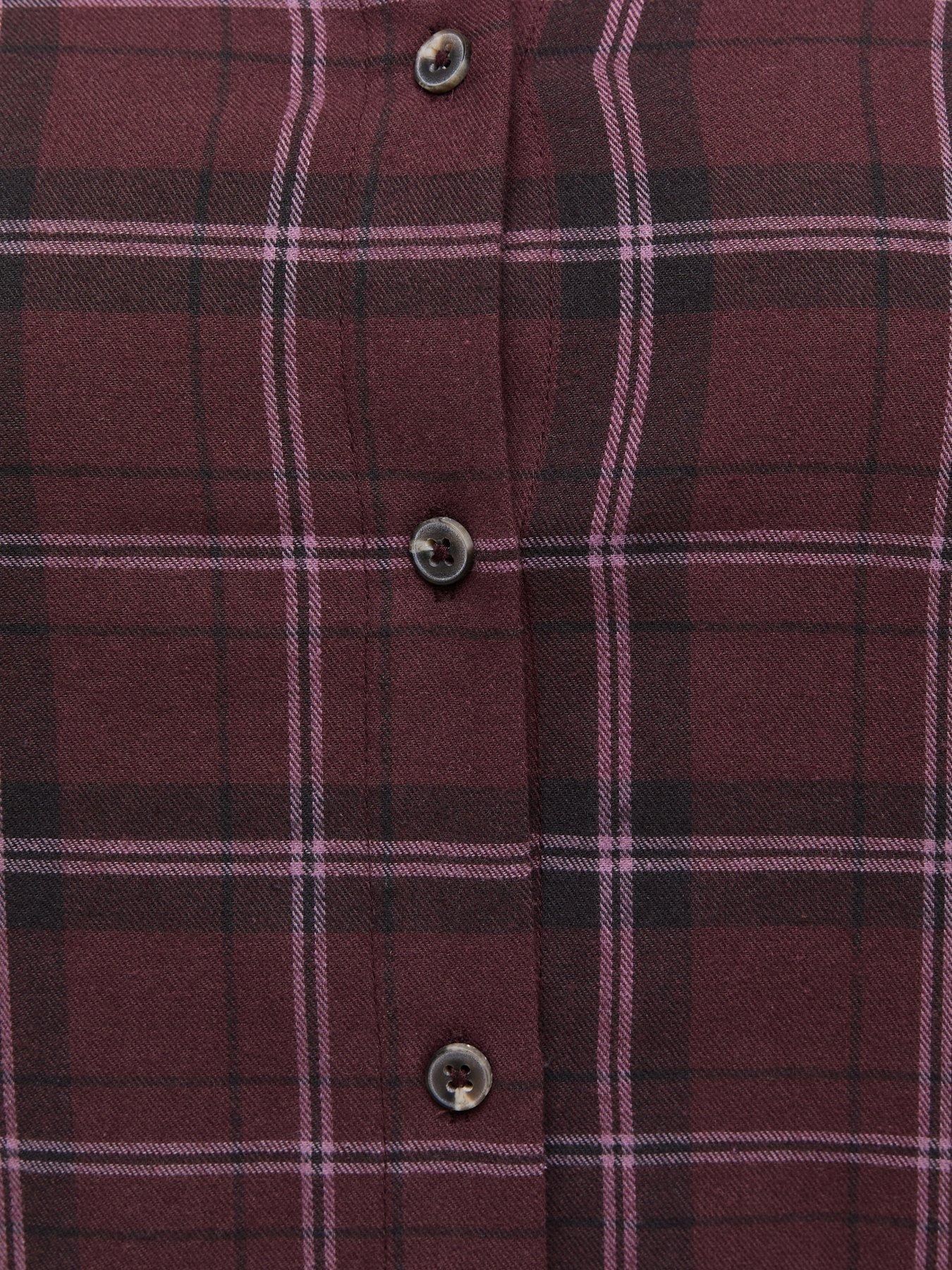 Image 5 of 5 of New Look Womens Curve Check Long Sleeve Shirt - Red