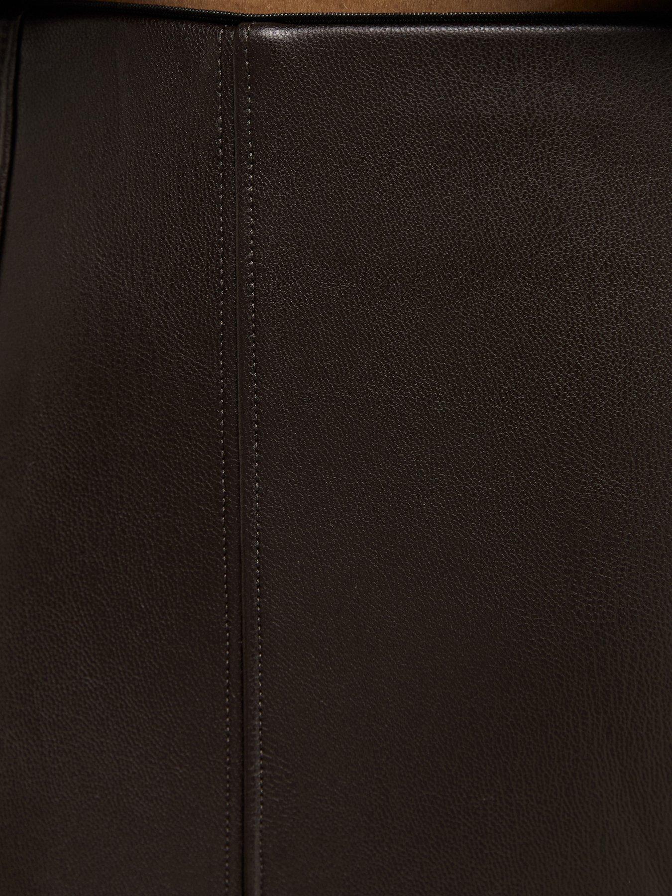 Image 5 of 5 of New Look High Waist Faux Leather Leggings - Brown