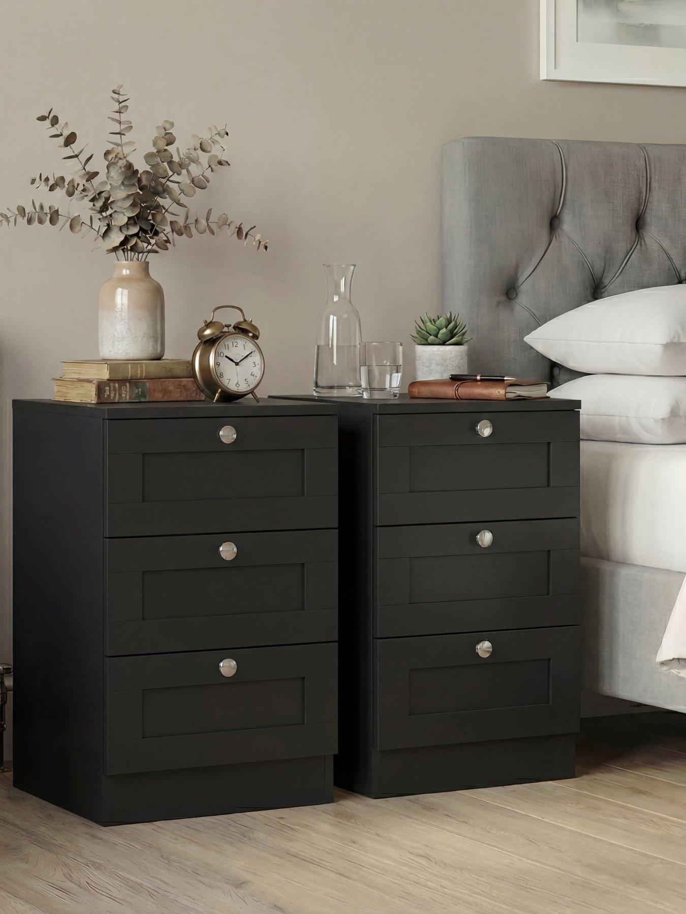 Vida Designs Altino 3 Drawer Bedside Chest - Set Of 2