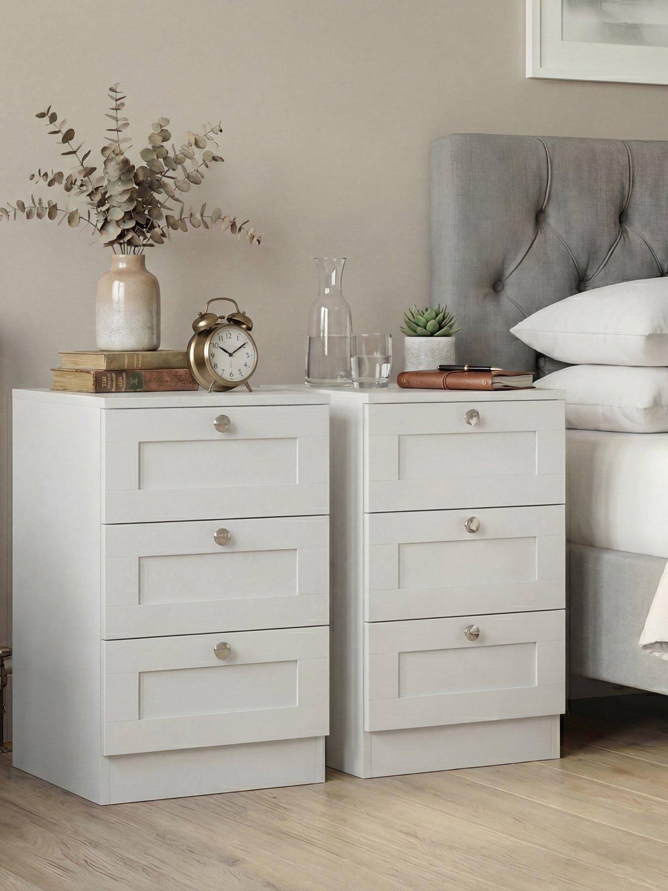 Vida Designs Altino 3 Drawer Bedside Chest - Set Of 2